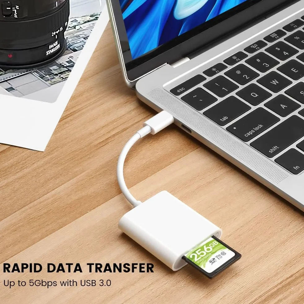 Czytnik kart USB C na SD, BorlterClamp typu C na SD/Micro SD adapter do czytnika kart pamięci kompatybilny z MacBookiem, laptopami, tabletami, smartfonami