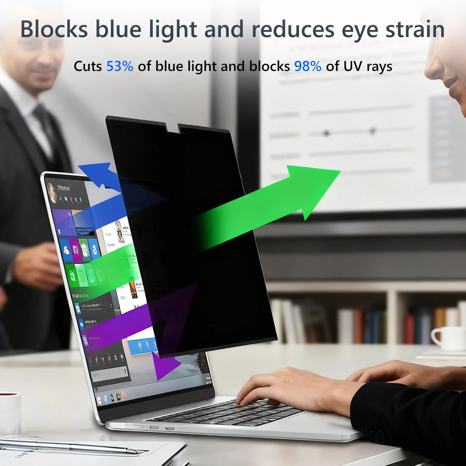 Magnetyczny filtr prywatyzujący do MacBook Air 15 cali M4/M3/M2 (2025/2024/2023), ochrona przed oślepieniem, filtr niebieskiego światła, ochrona prywatności, folia maskująca Mac 15,3"