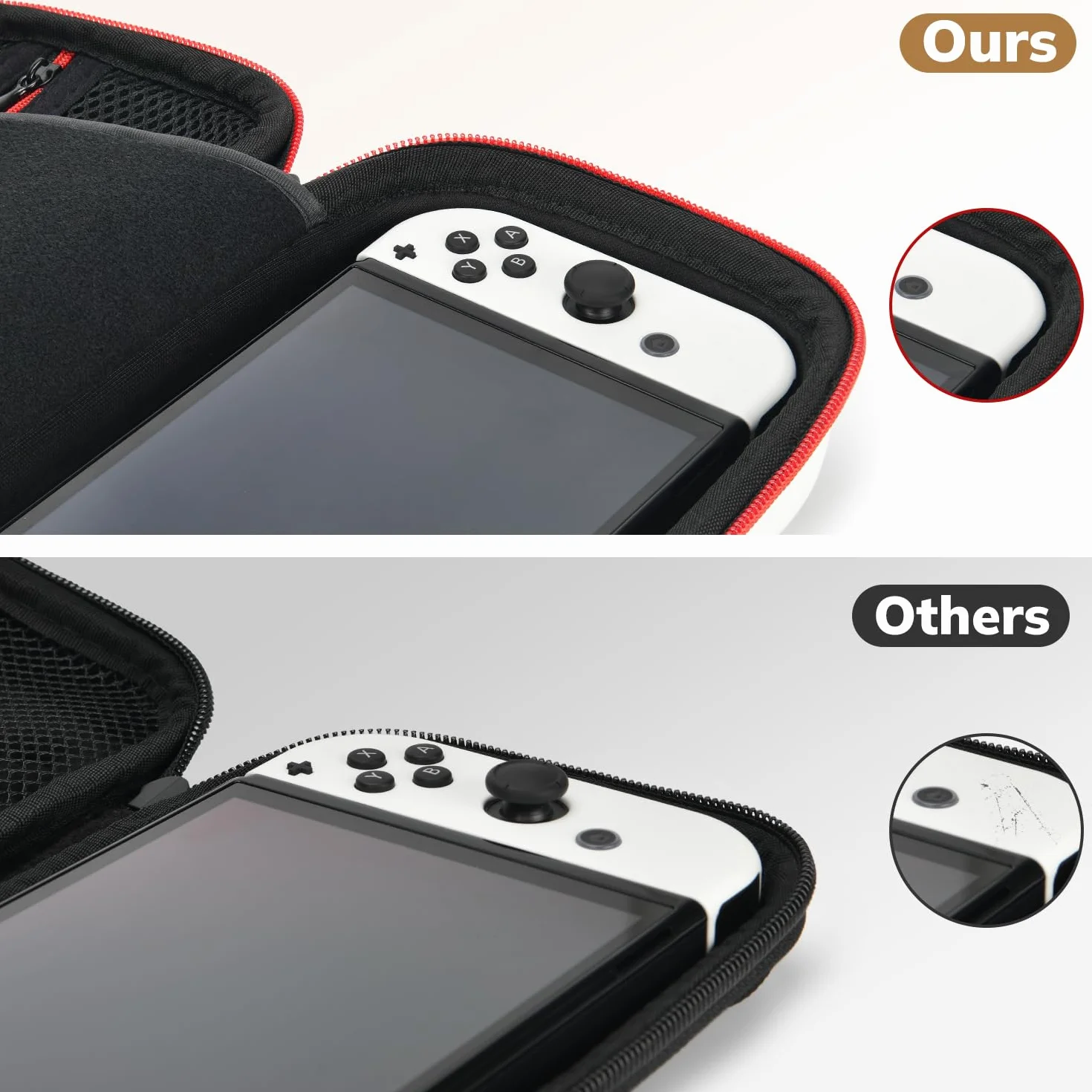 Younik pokrowiec na NS Switch/Switch OLED – ulepszona wersja twardy pokrowiec podróżny z dużą ilością miejsca na 19 gier i inne akcesoria NS Switch – czerwony i biały