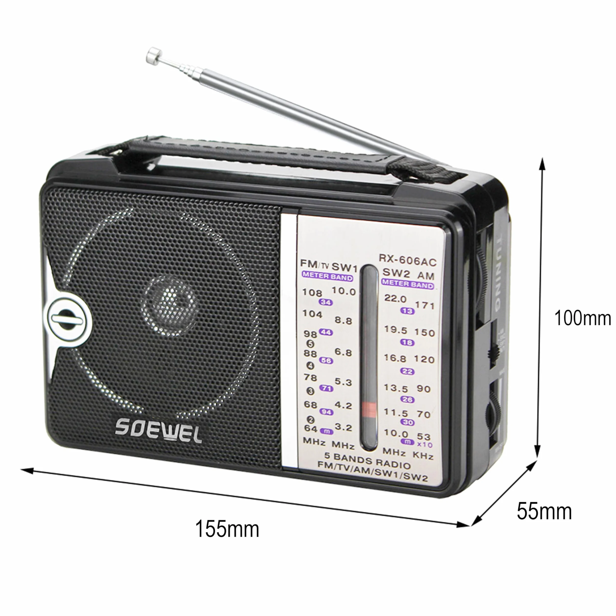 Retoo Radio retro vintage, małe i przenośne radio AM/FM/SW – mini radio kuchenne z baterią lub kablem, wysoka głośność, radio stołowe dla seniorów, kompaktowe radio małe