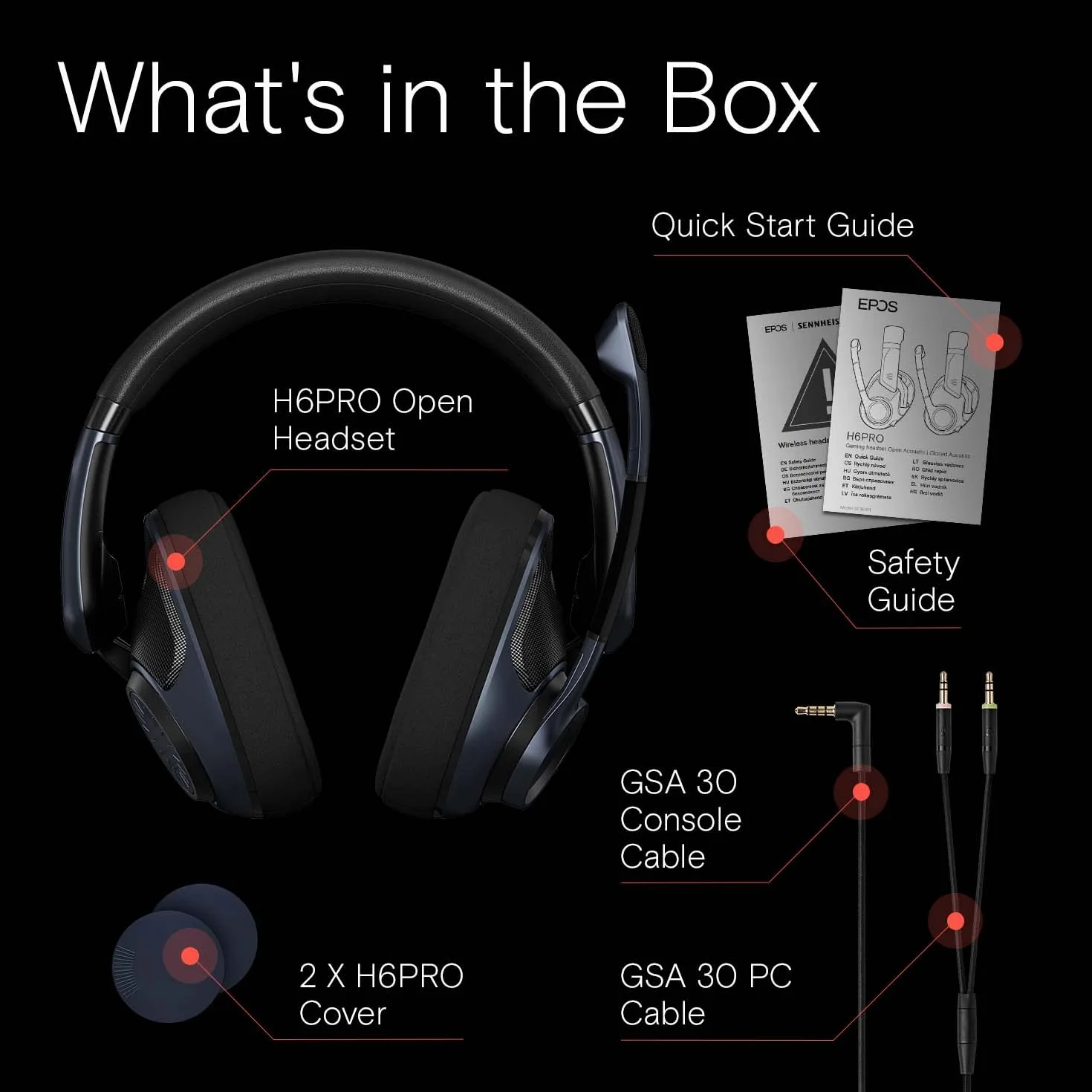 EPOS H6Pro Open, Zestaw słuchawkowy do gier z mikrofonem - Otwarta akustyka - Lekki pałąk - Wygodny i wytrzymały - na PC, Mac, PS4, PS5, Xbox Series X, Xbox One, Przełącznik Nintendo (czarny)