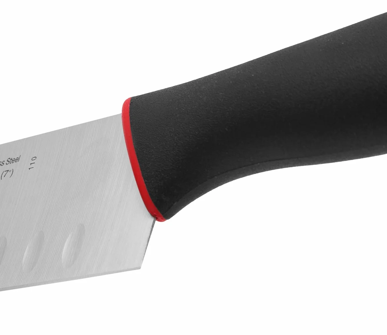 Arcos Seria Duo - Nóż Santoku - Ostrze Nitrum Stal nierdzewna 17.8 cm - Uchwyt Polipropylen Pokryty Elastomerem Kolor Czarny i Czerwony