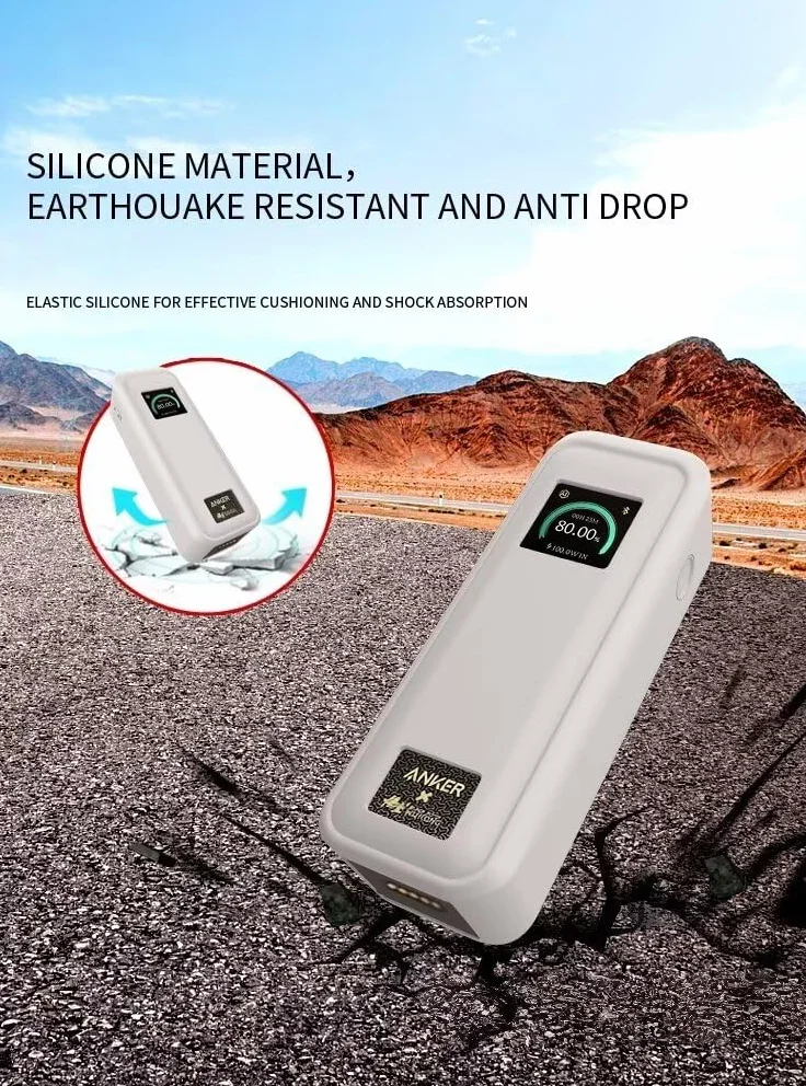 FTRONGRT Etui kompatybilne z Anker Prime 220W Power Bank, pełna ochrona, pyłoszczelne, zapobiegające upadkom, silikonowa osłona ochronna, czarne