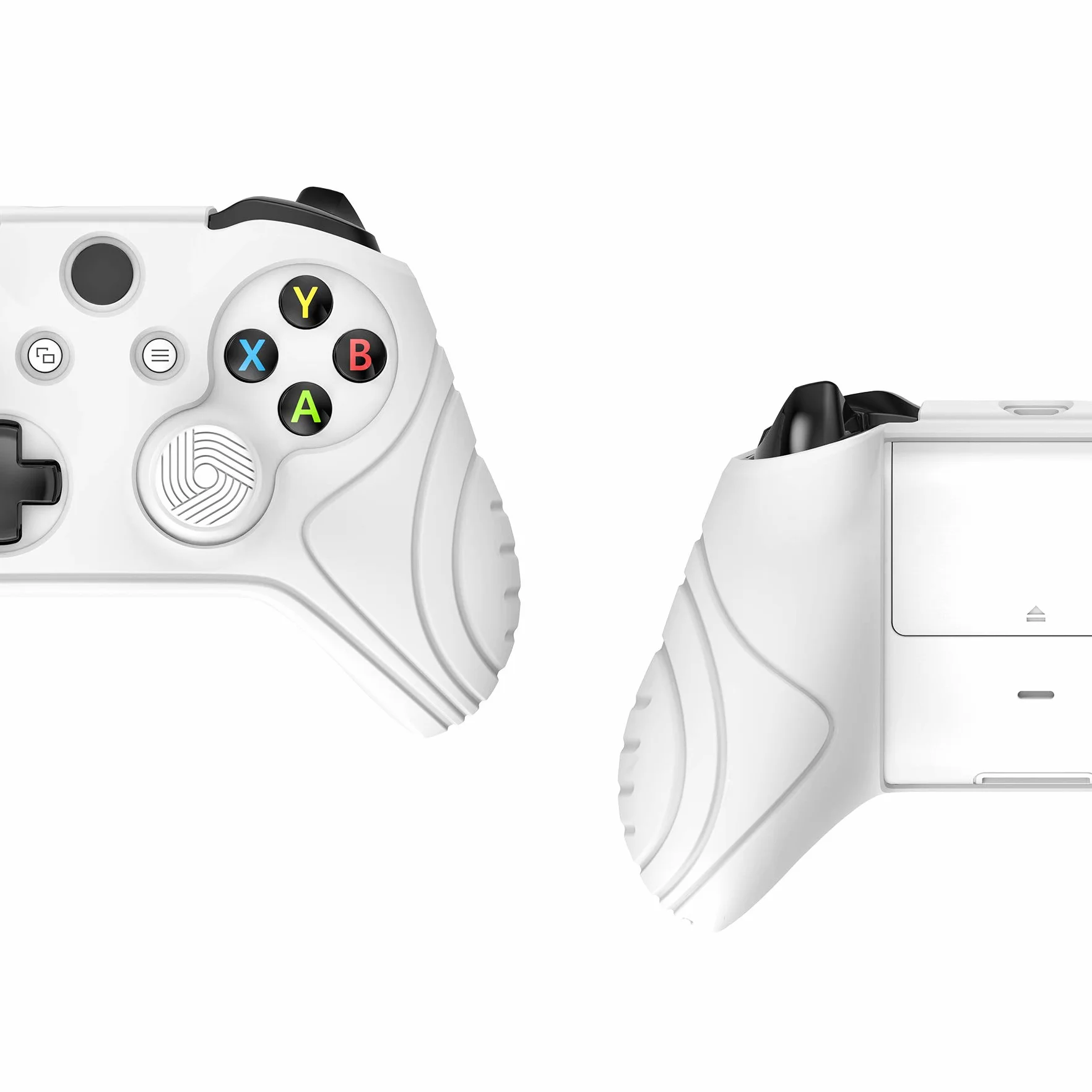 PlayVital Antypoślizgowy Silikonowa Skóra do Xbox One X/S Kontrolera,Ergonomiczna Miękka Gumowa Osłona Ochronna do Xbox One S/X z Nakładkami na Kciuki-Biały(Edycja Samuraja)