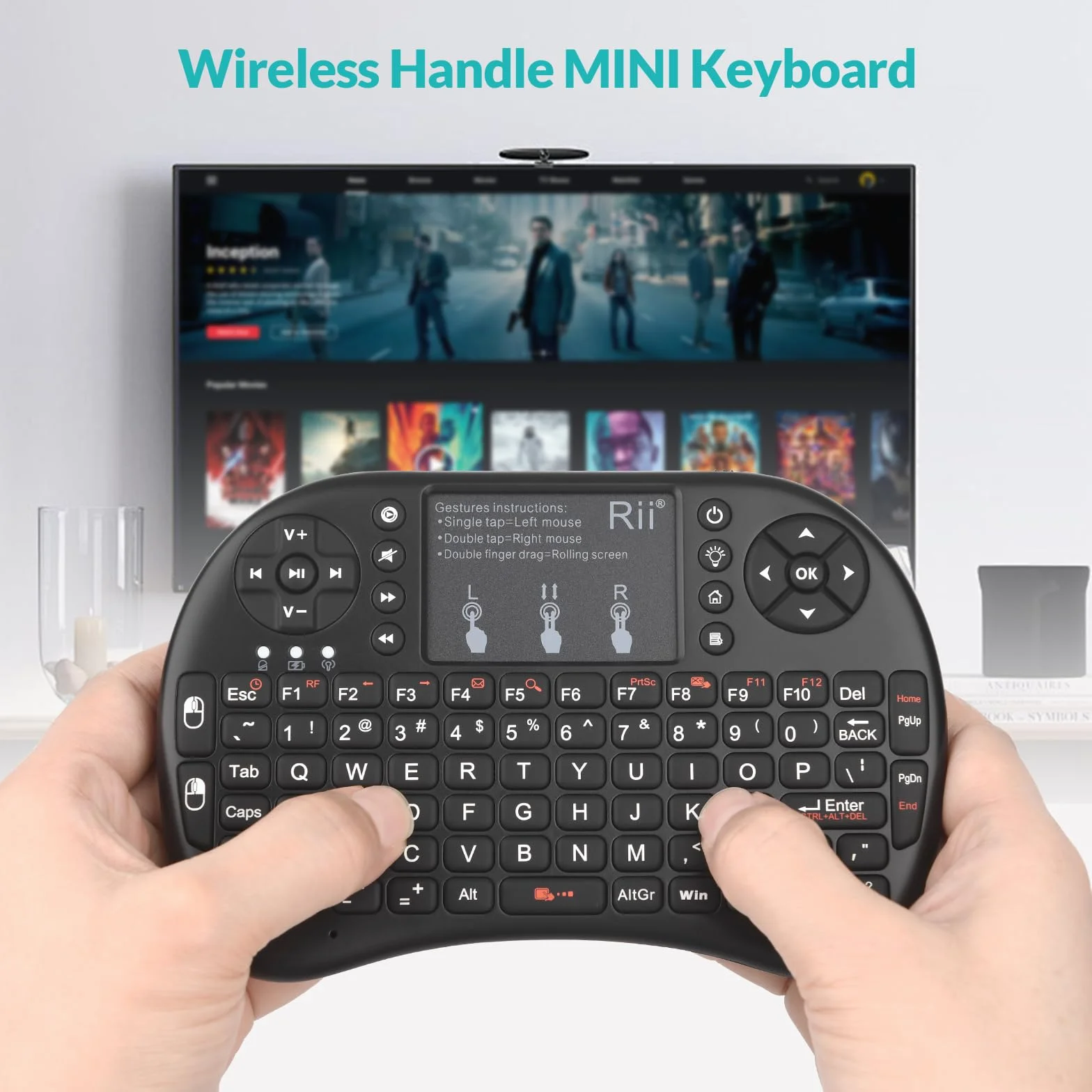 Rii i8+ bezprzewodowa klawiatura 2,4 GHz z myszą Touchpad - czarna