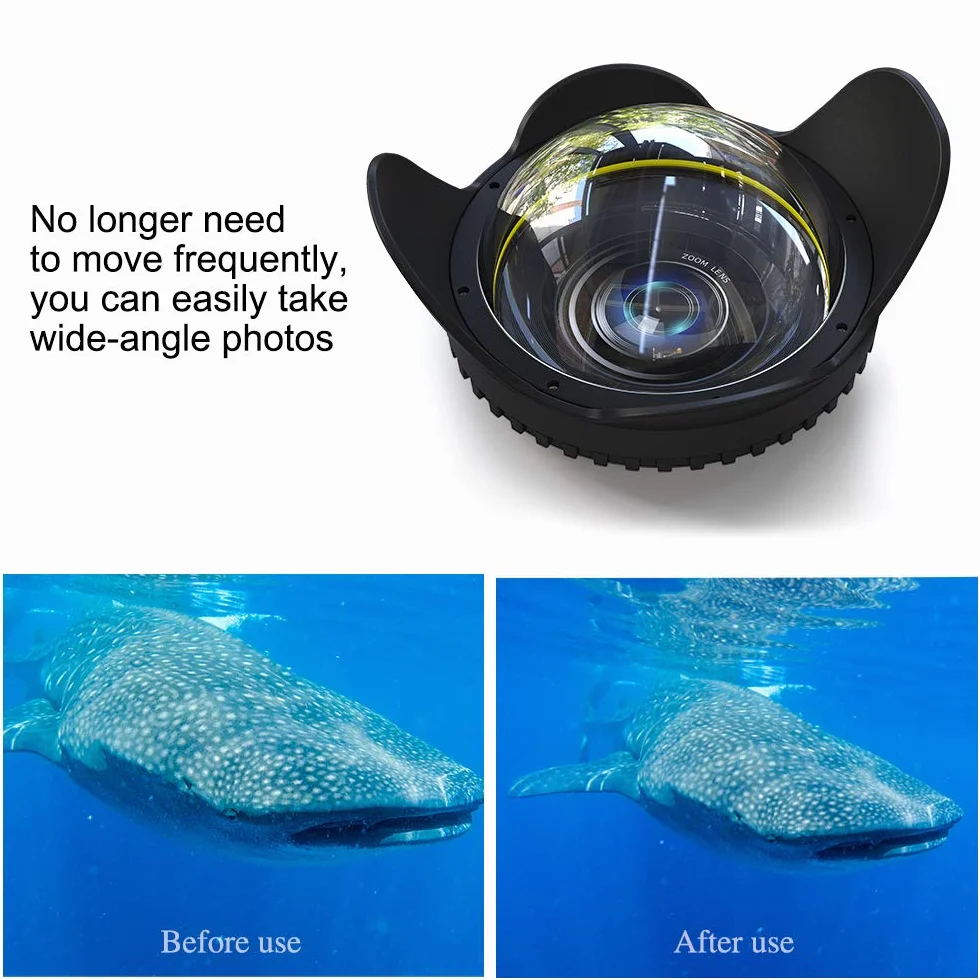 Seafrogs szerokokątne mokre korekcyjne kopuły port soczewki do podwodnych obudów (67 mm okrągły adapter)