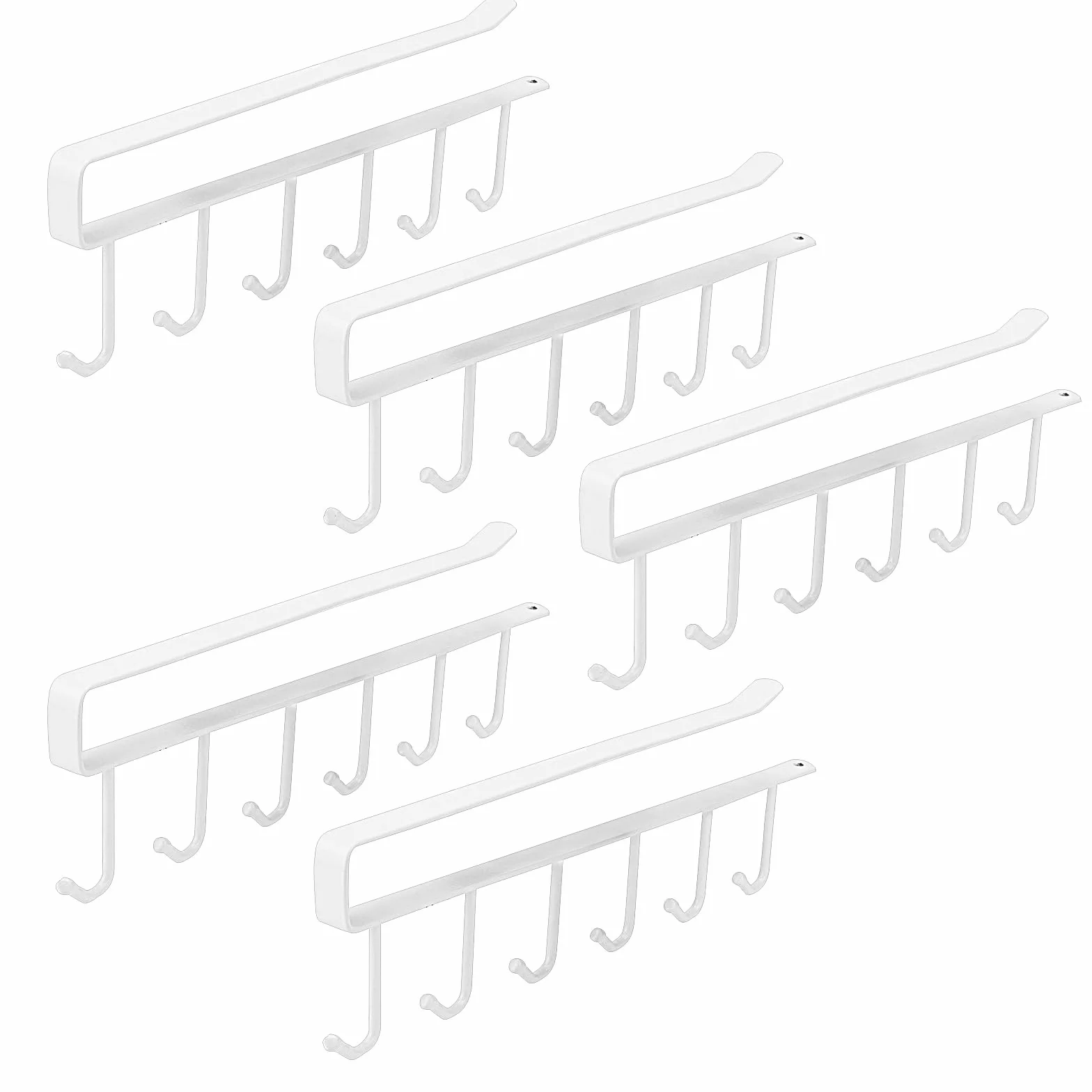 Haczyki na kubki białe 5 sztuk bez wiercenia pod szafkę organizery
