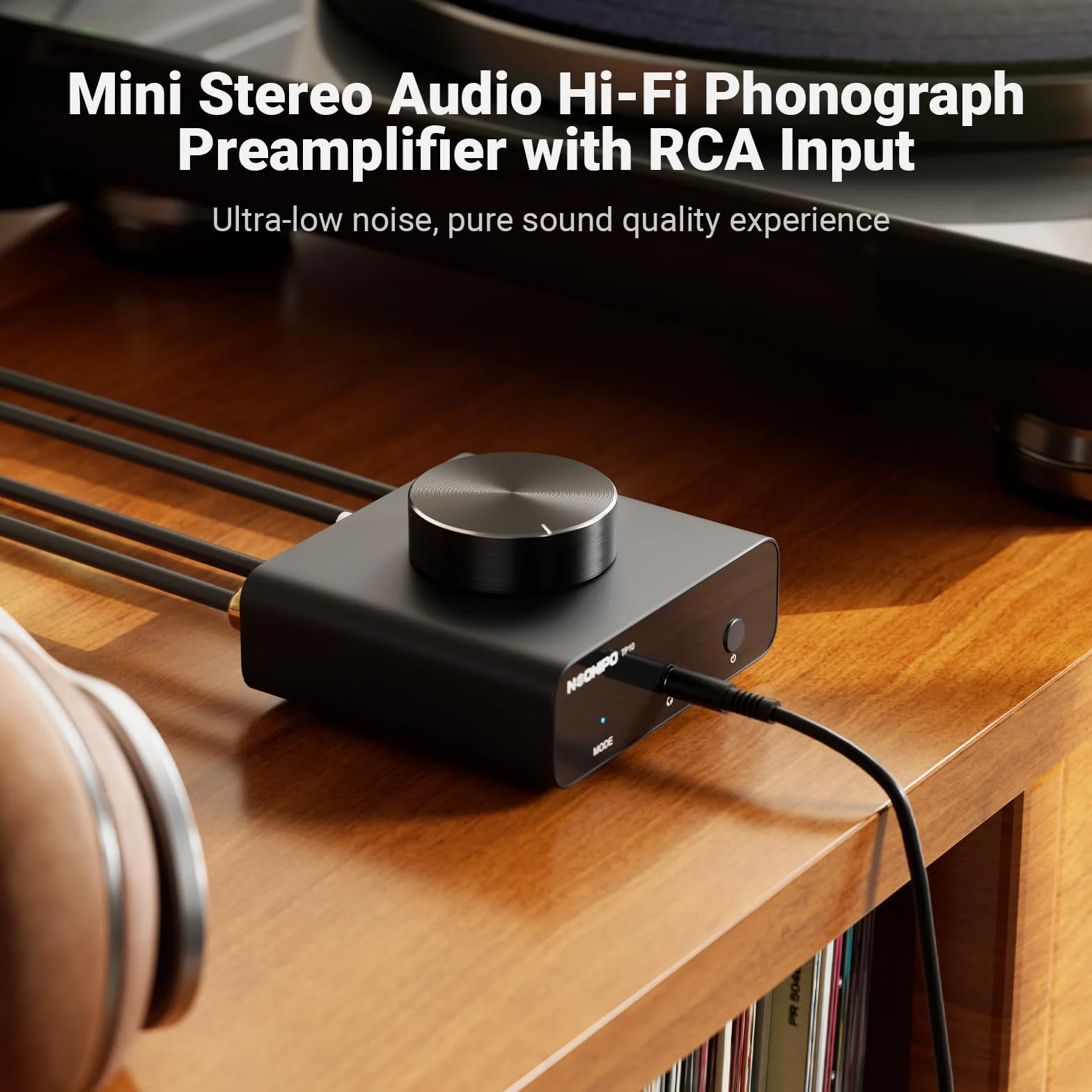 TP10 przedwzmacniacz gramofonowy do gramofonu, przedwzmacniacz stereo audio Hi-Fi z wejściem RCA, wyjściem RCA/3,5 mm i niskim poziomem hałasu, zasilany zasilaczem DC 12 V