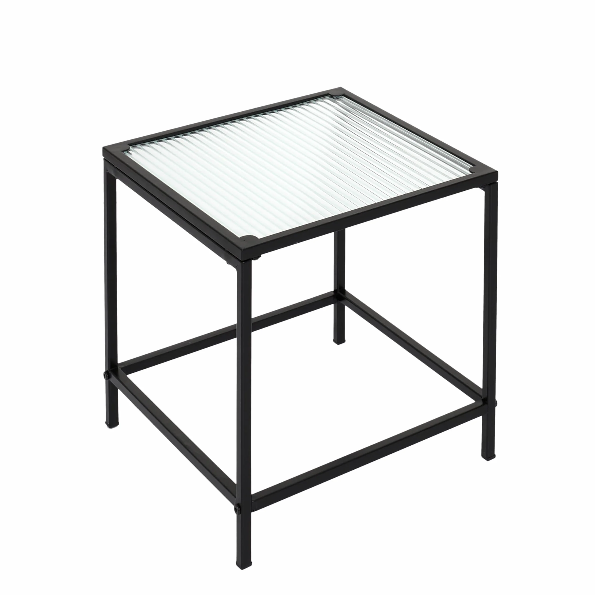 HOME DECO FACTORY HD7195 Stół Gigogne Tekstura X2 Appoint Salon, Metal, Czarny-Szkło, 40x38x40 cm