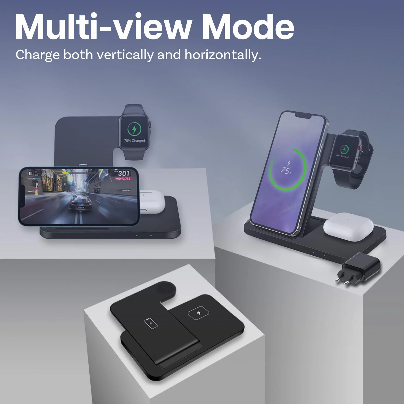 Bezprzewodowa Ladowarka do iPhone, Apple Watch i AirPods by MMOBIEL – 18W Bezprzewodowa Stacja Ladująca 3 w 1 MagSafe - Stacja Dokująca do Szybkiego ładowania - W Zestawie Adapter 20W – Czarny