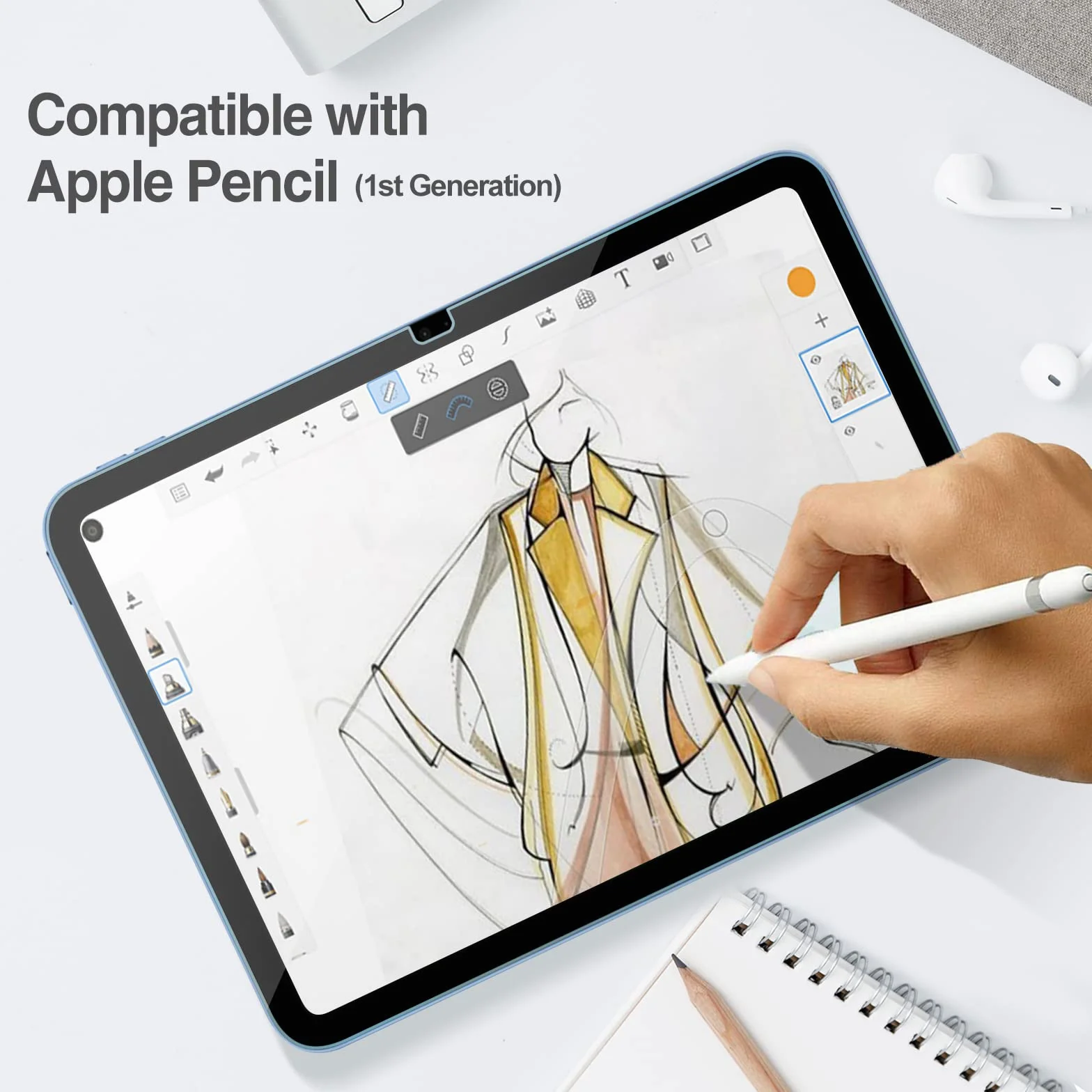 ProCase iPad 10 Generation 10,9 cala folia 2 sztuki, szkło hartowane iPad 10 (A2696 A2757 A2777) twardość 9H, odporna na zarysowania