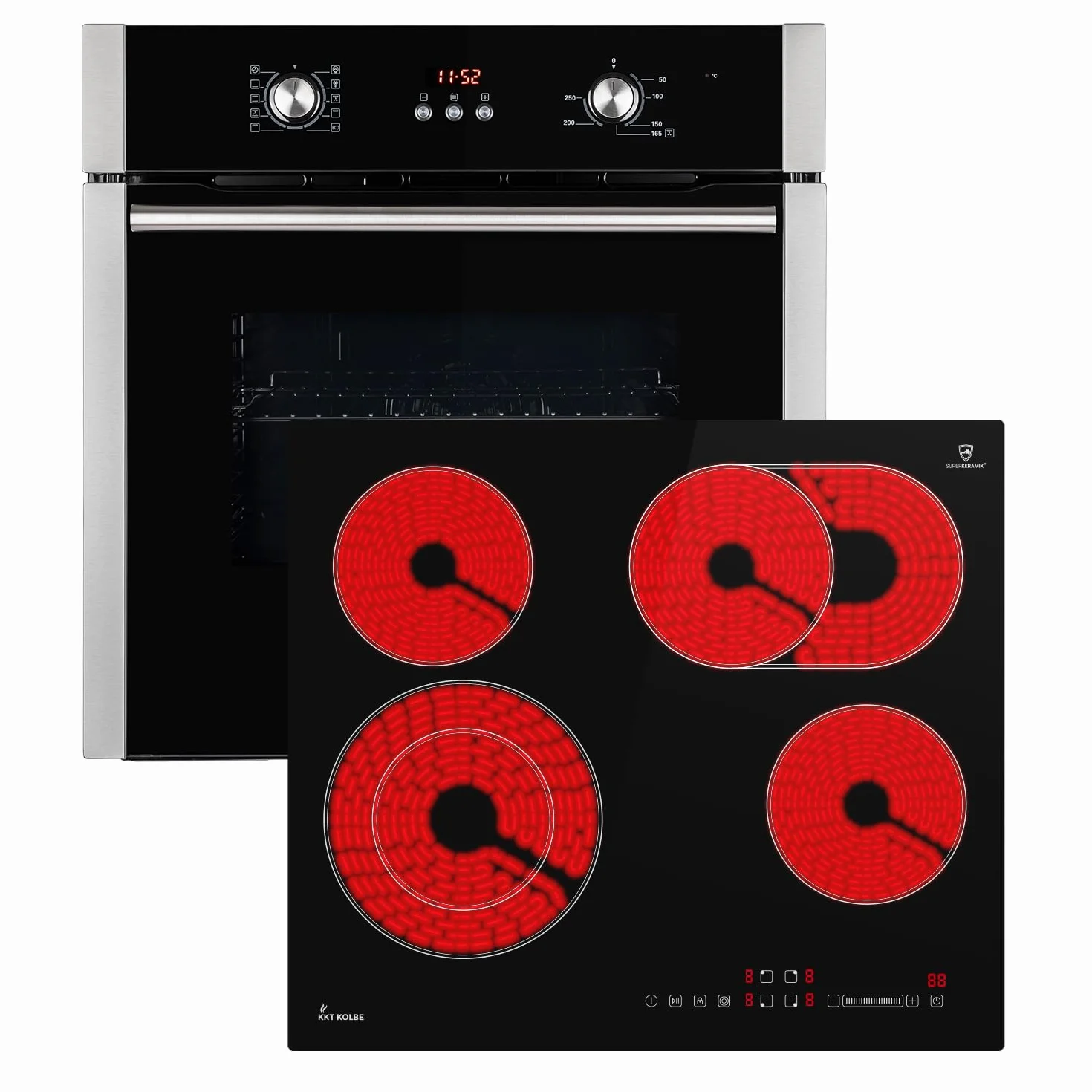 Zestawy kuchenne | 60cm Piekarnik BO8805SS | 59cm Płyta ceramiczna CH5901RL | grill | gorące powietrze | Automatyczny timer | 2-krotneszyby termoizolacyjne | blokada dla dzieci | SET8805CH59RL
