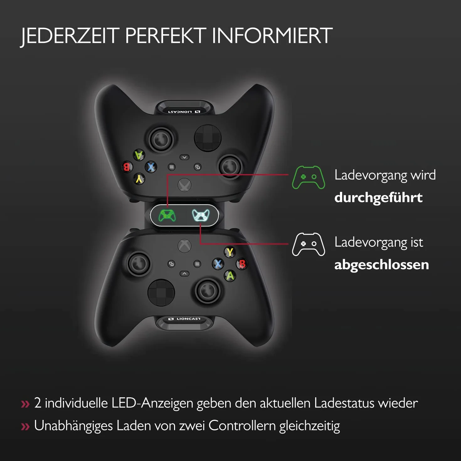 Lioncast Stacja ładująca do konsoli Xbox Controller z akumulatorem 1200 mAh