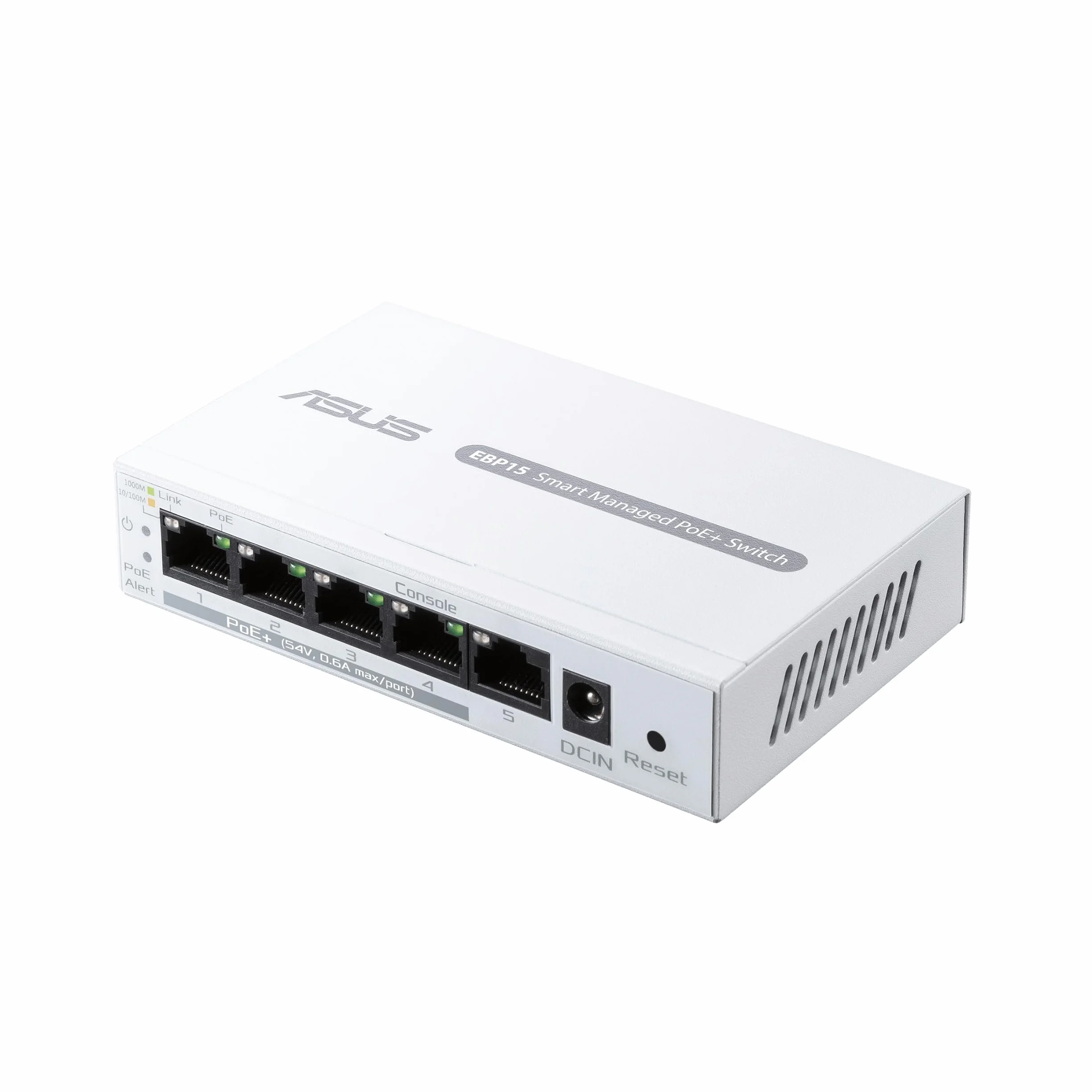 ASUS ExpertWifi EBP15 przełącznik PoE+ do zarządzania 5 portami GbE, 4 porty poe, 60 W, obsługuje punkty dostępowe i kamery IP