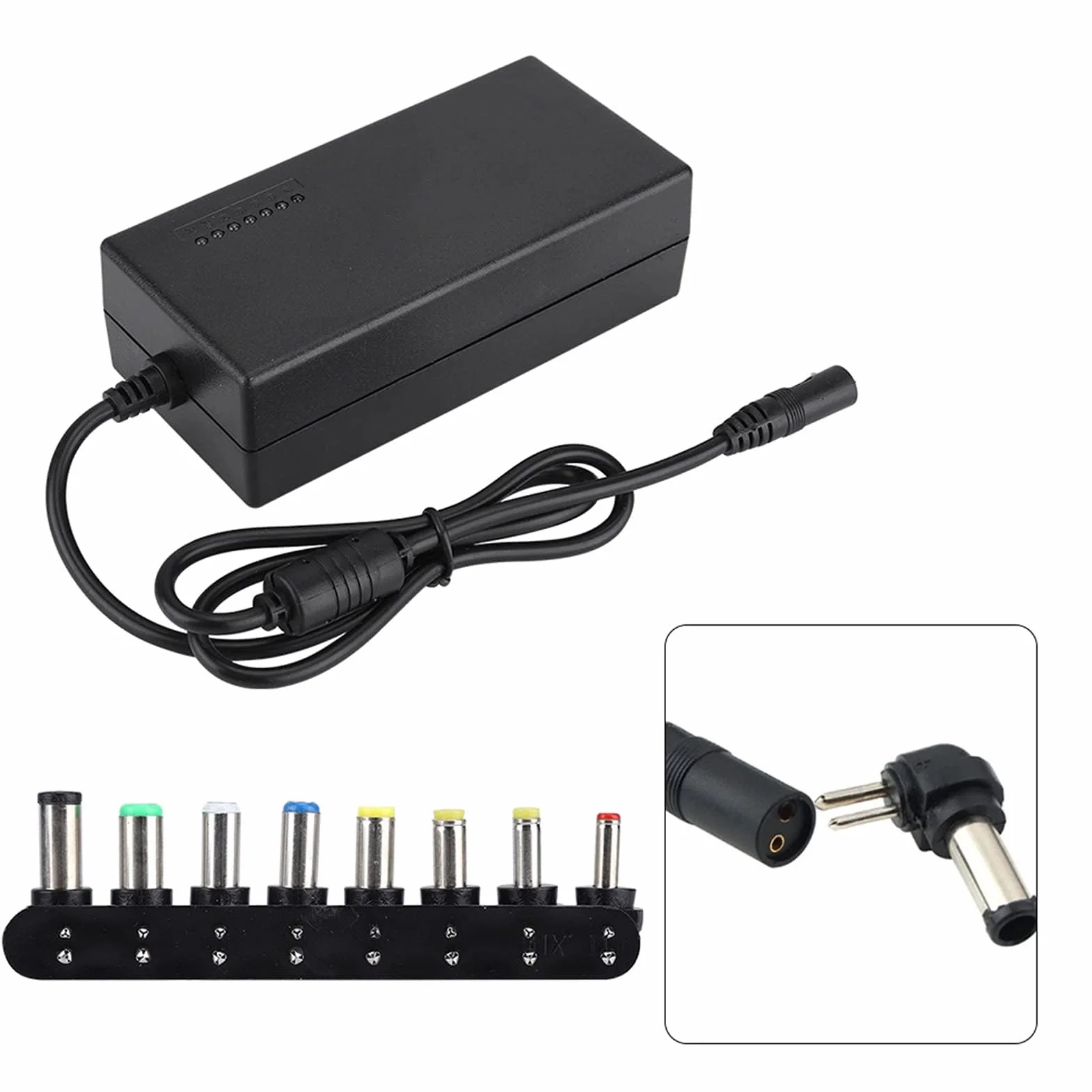 Uniwersalny zasilacz sieciowy do ładowarki do laptopa 96 W, regulowane napięcie 12-24 V, 7-pozycyjny adapter przełącznika zasilania z 8 portami DC i podwójnym