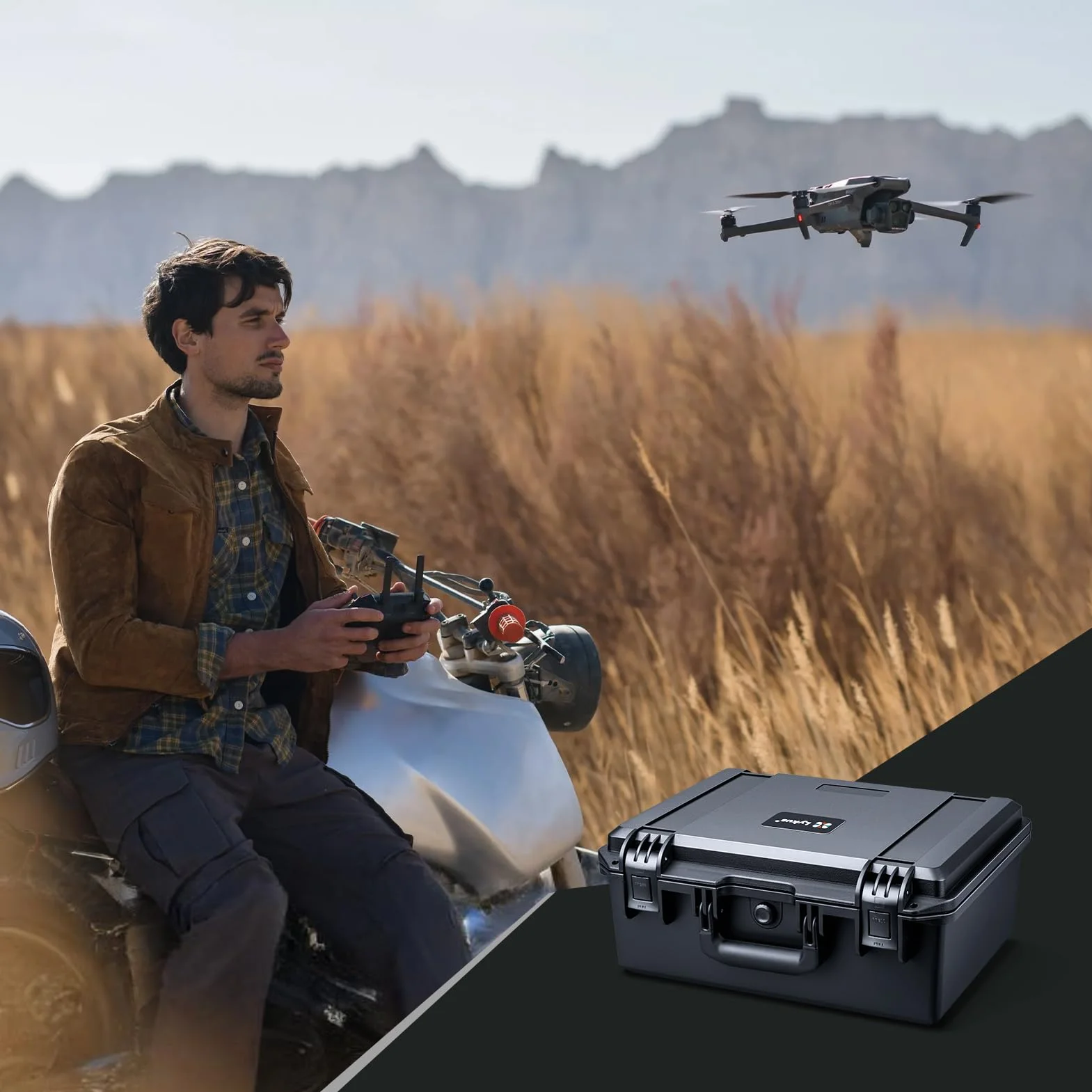 Lykus Wodoodporna twarda obudowa z PVC 1 z wyściełanymi przegrodami do aparatów, obiektywów, Dual DJI Mavic/Air/Mini drony, Czarny, Twarde etui z wyściełanymi przegrodami