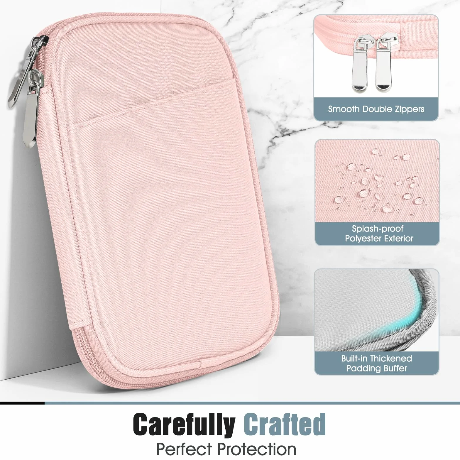 TiMOVO 6-7 Inch Tablet Sleeve for All-New Kindle 2022/10th Gen 2019 /Kindle Paperwhite 11th Gen 2021/Kindle Oasis E-Reader, Protective Case with Pocket for Kindle (8th Gen, 2016), Pink