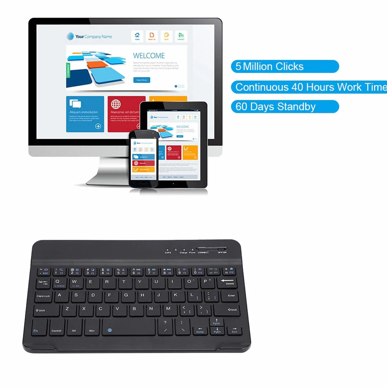 7-8 cali tablet, wąskie światło bezprzewodowa klawiatura Bluetooth dla Androida przenośna klawiatura iOS czarna klawiatura ze stopu aluminium iOS