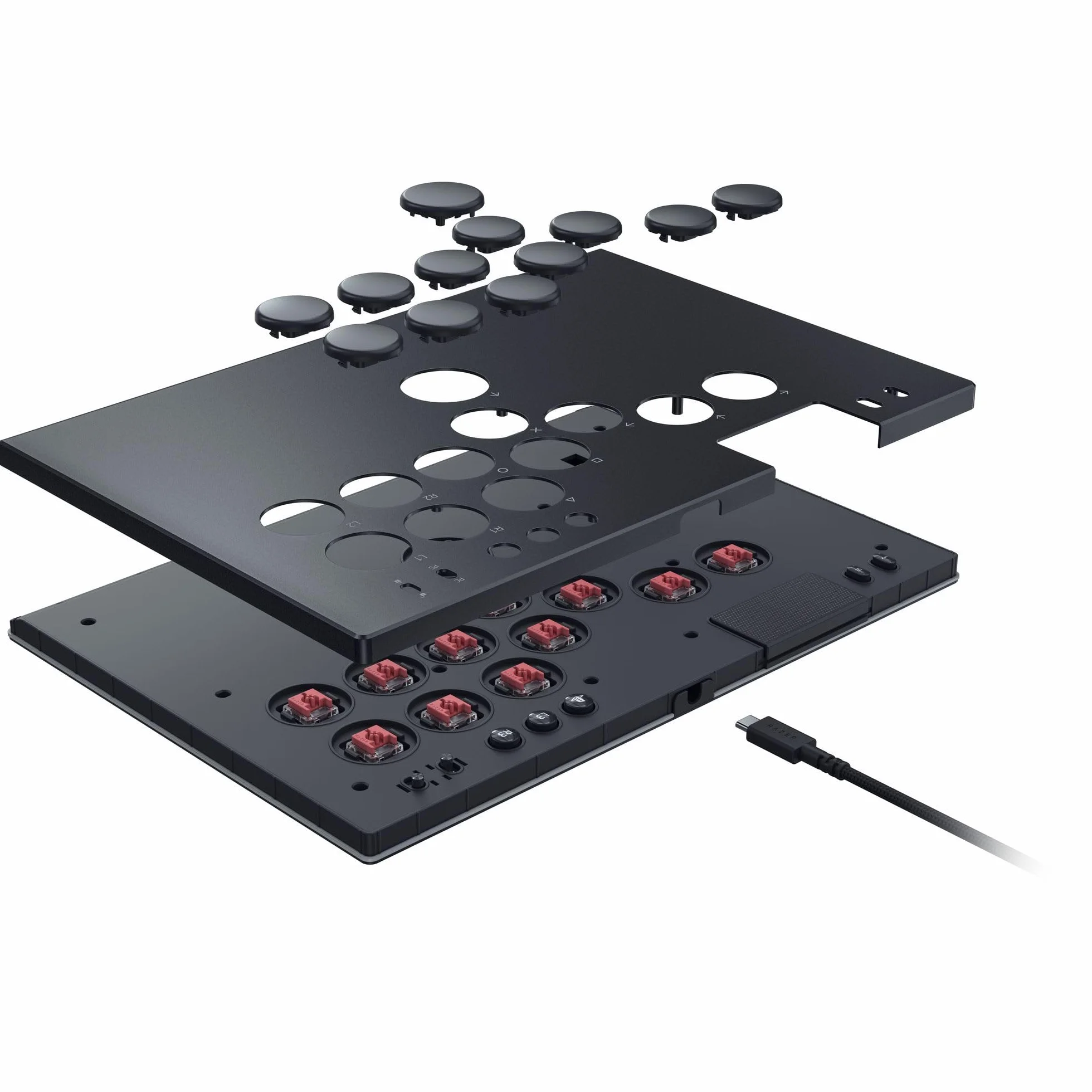 Razer Kitsune - Optyczny kontroler zręcznościowy tylko klawisze do PS5 i PC (Precyzyjny układ czterech przycisków ruchu, Liniowe niskoprofilowe przełączniki optyczne Razer) Czarny