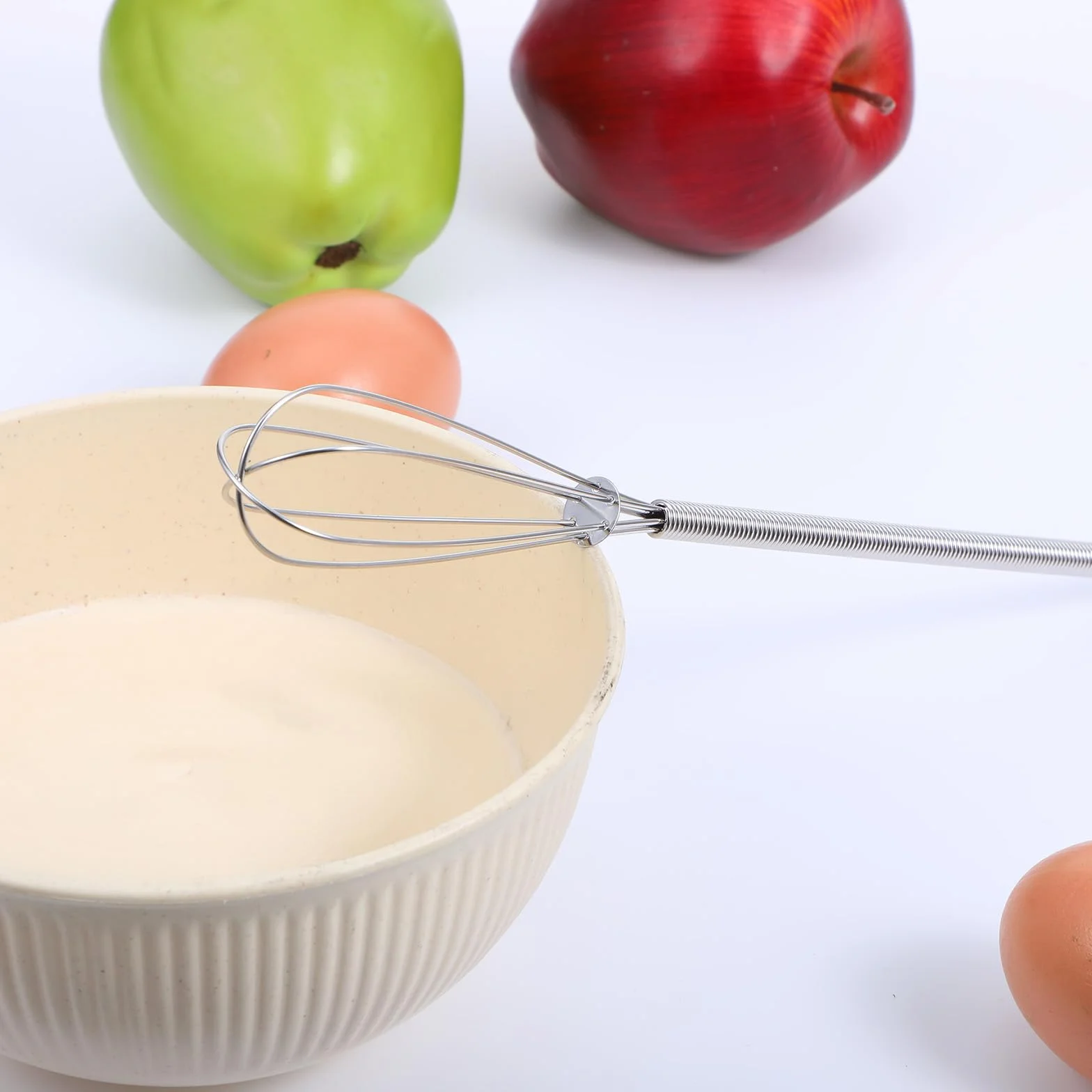 TIESOME 4 małe trzepaczki 15,5 cm i 25,5 cm, ze stali nierdzewnej, ze sprężystymi uchwytami, do ciasta, jajek i śmietany, zestaw przyborów kuchennych (6,1 + 10 cali)