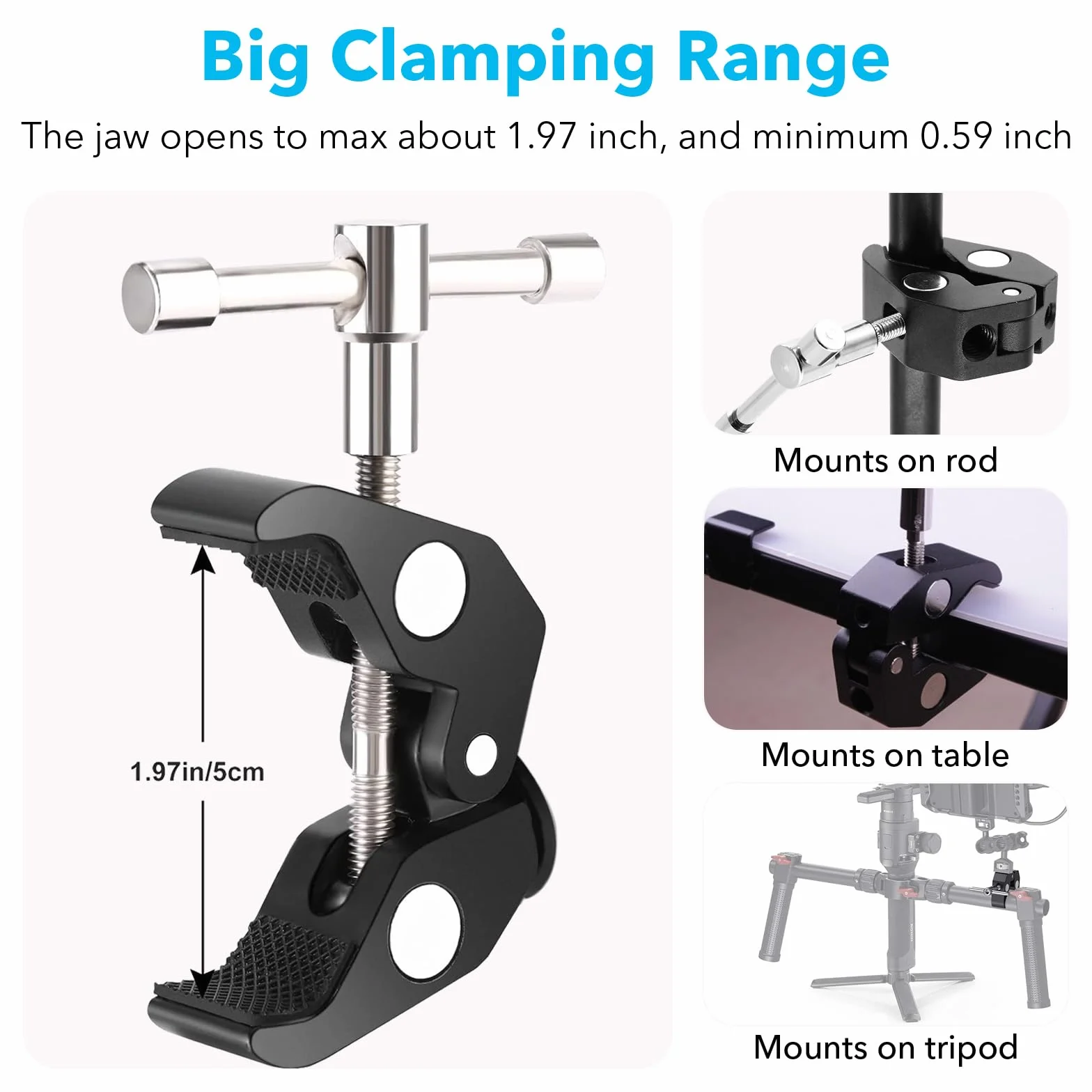 2 sztuki Super Clamp zacisk do statywu z gwintem 1/4 i 3/8, adapter śrubowy, uchwyt do aparatu, zacisk do aparatów fotograficznych, Magic Arm do aparatów, Flash Light, statywu, monitora LCD/DV