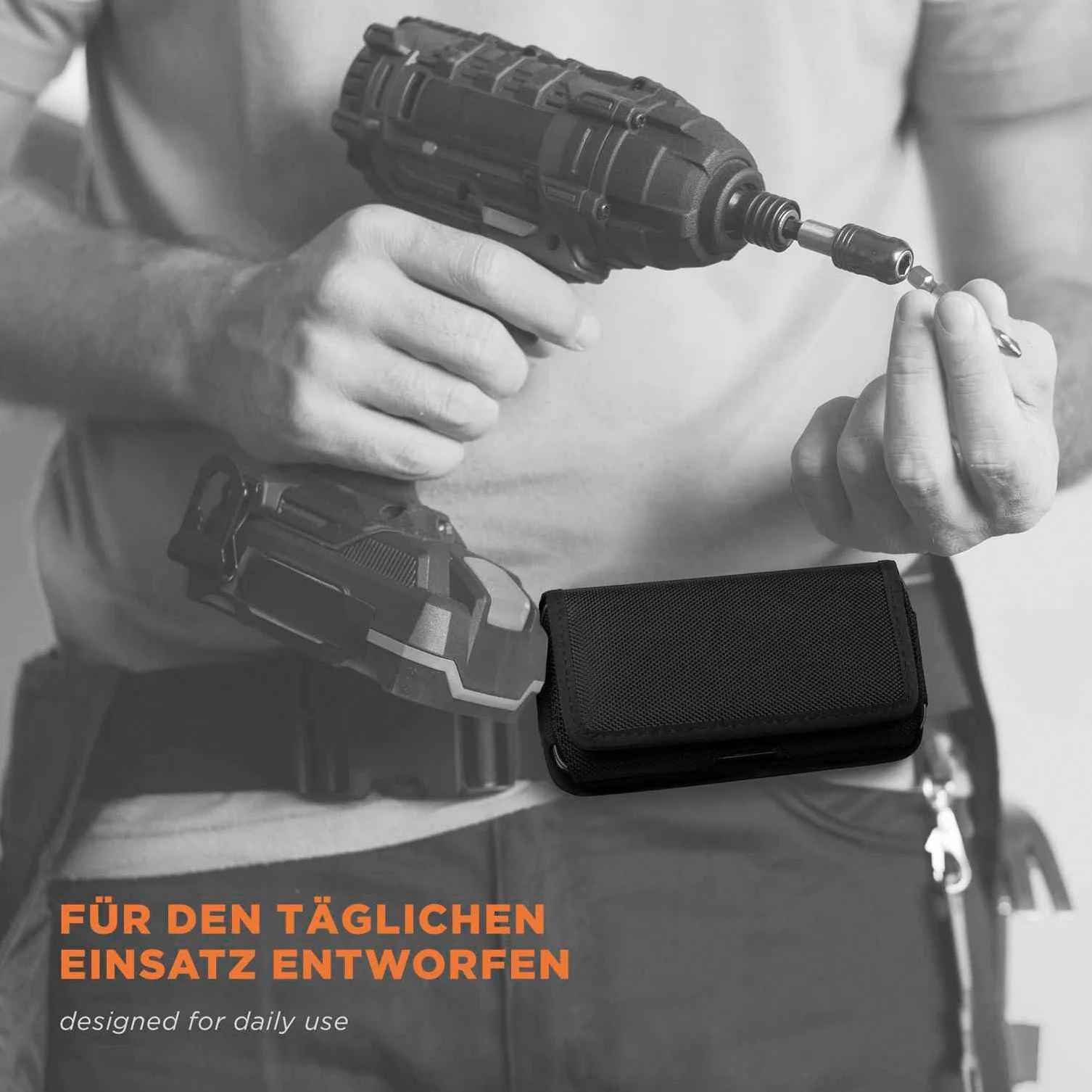 moex Siateczkowe etui do iPhone 15 Pro, etui na pasek z zapięciem na rzepy, poziome, kabura na telefon komórkowy z klipsem do paska, wytrzymały nylon, pokrowiec na telefon komórkowy poprzeczny z