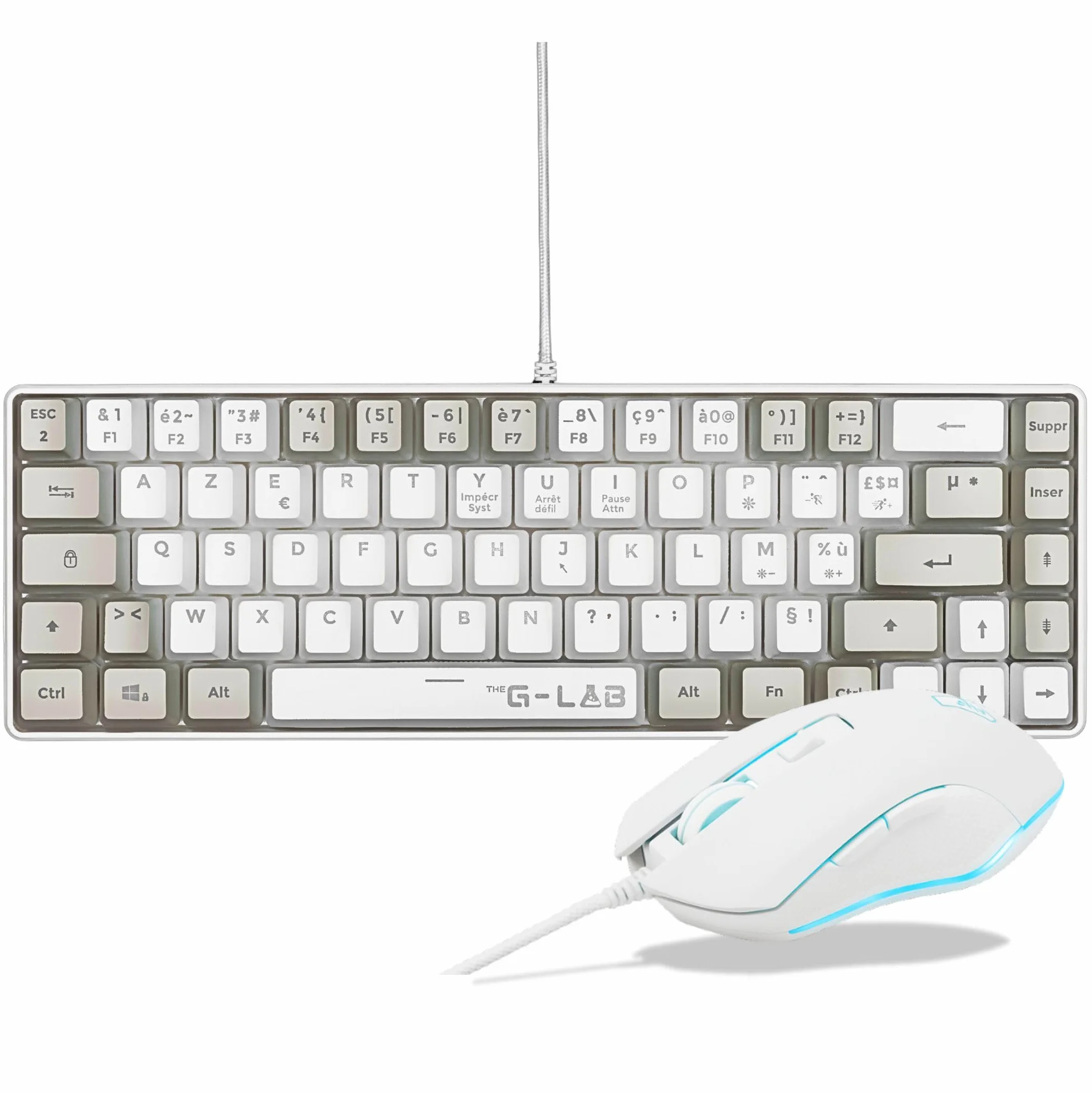 G-Lab Hydrogen Combo Pakiet klawiatury dla graczy 60% przewodowa gamingowa RGB Azerty FR + mysz 6200 DPI PC PS4 PS5