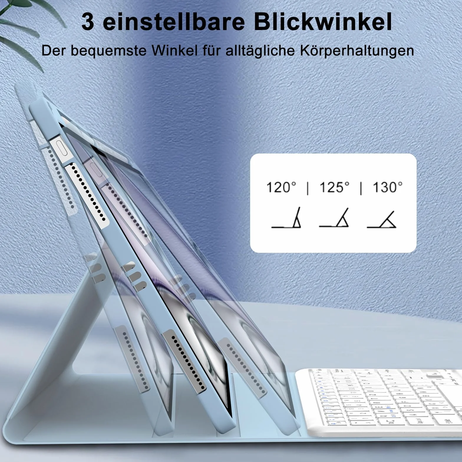 SENGBIRCH Etui na klawiaturę do iPad Air 13" (M3 2025/M2 2024) - niemiecka klawiatura touchpada QWERTZ, zdejmowana bezprzewodowa klawiatura Bluetooth do iPad Air 13" (M2) 2024, jasnoniebieskie