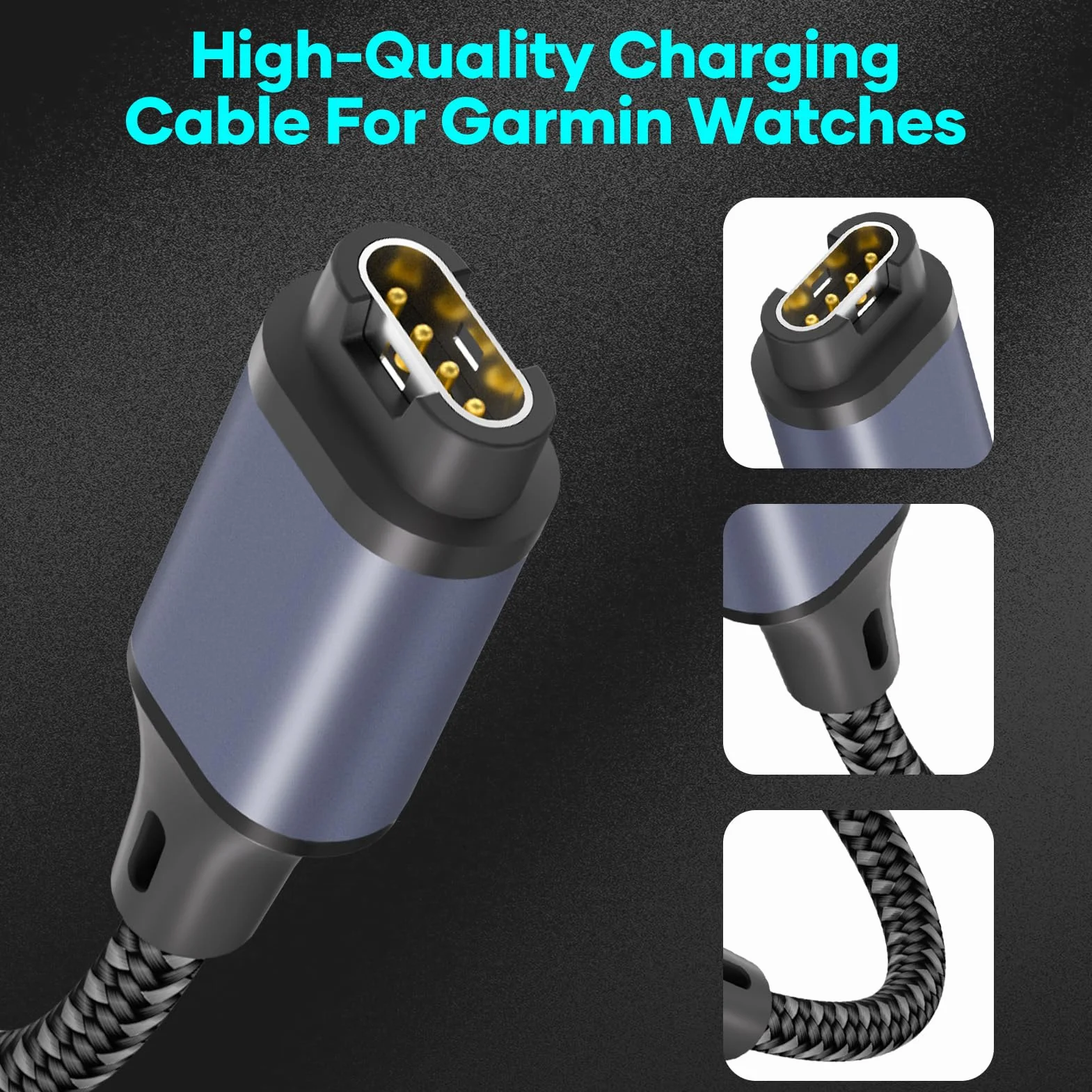 USB C kabel do ładowania dla zegarków Garmin, 1,2 m, Forerunner 945/955/965/265/55, Tactix, Vivoactive 4S/5, Venu 2S/3S/SQ, Epix Pro 2