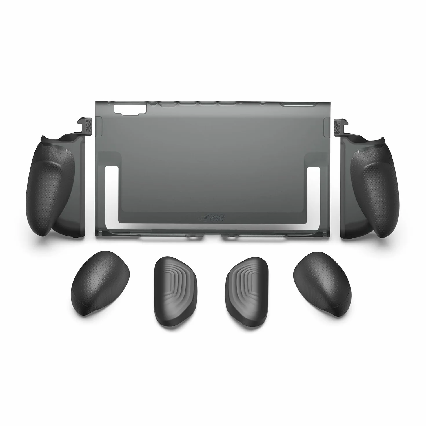 Savage Raven by Skull & Co. FissionGrip do Nintendo Switch 2: Rewolucyjny dzielony ręczny futerał ochronny z wymiennymi uchwytami [pasuje do wszystkich rozmiarów rąk] [Etui bez przenoszenia]- Czarny