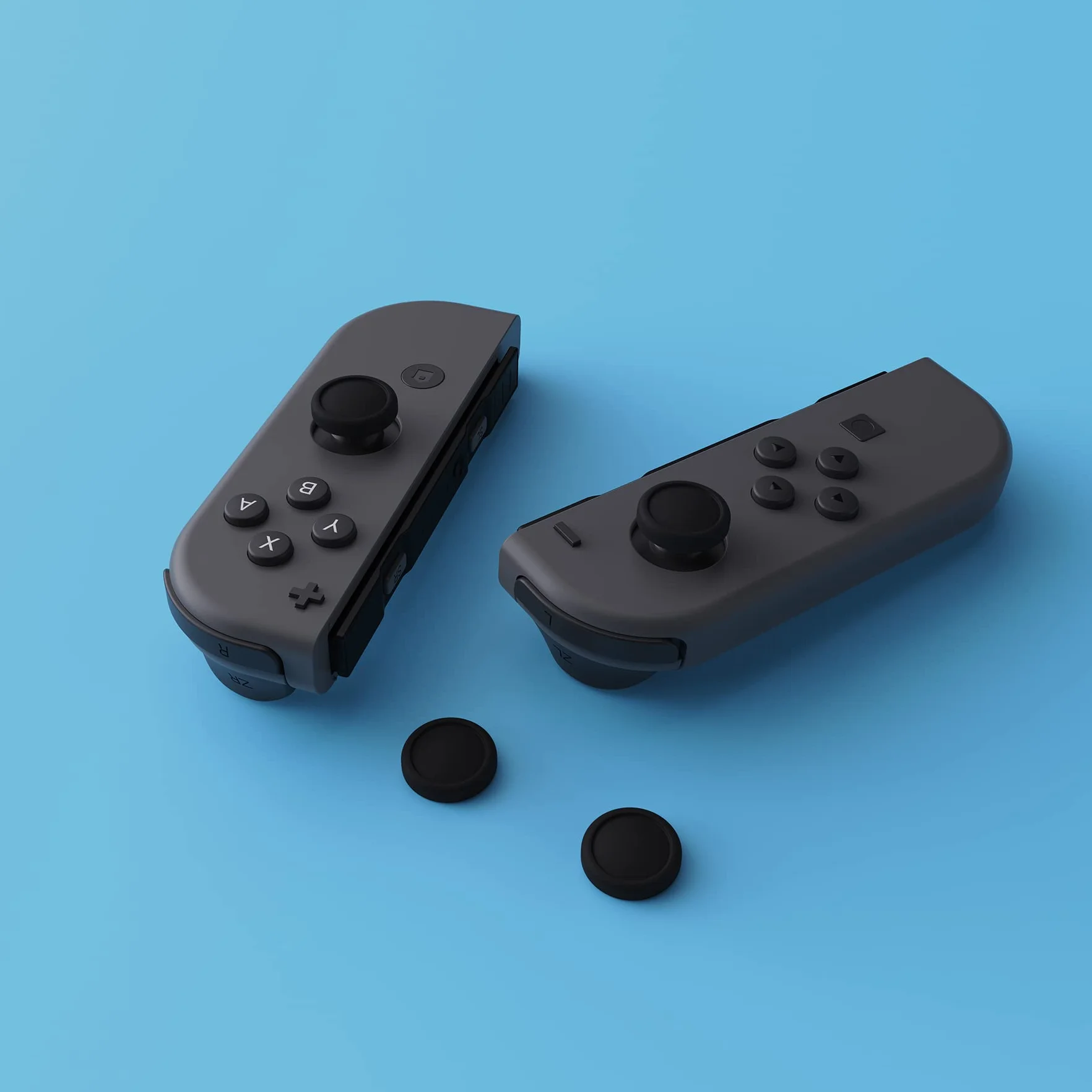 PlayVital Joystick Caps do Switch,Thumb Grip Caps do Switch Lite,Silikonowa Osłona Analogowa do Switch OLED Joycon Uchwytów na Kciuk do Switch & Switch Lite & Switch OLED-Czarny