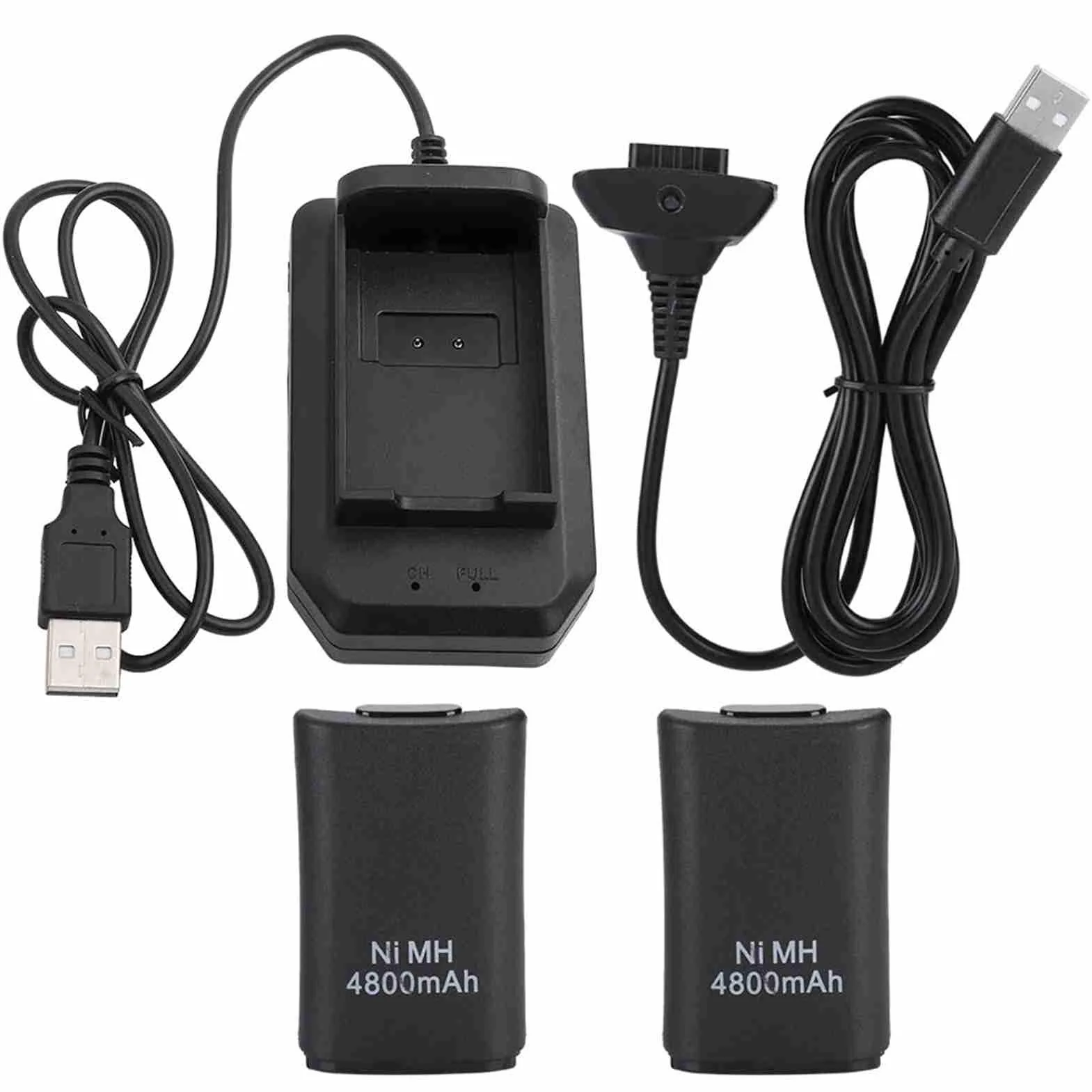 Bewinner Akumulator 4800 mAh do Kontrolera 360 z Kablem USB i Bazą Ładującą