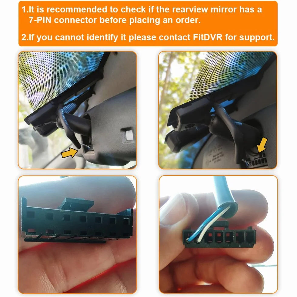 Dashcam Adapter zasilający (7-Pin) Nadaje się do Nissan Ford Honda Mitsubishi Toyota Subaru, wyświetlacz LED Zasilanie USB, Podłącz do lusterka tylnego, wyjście 5V 12V, D3-032