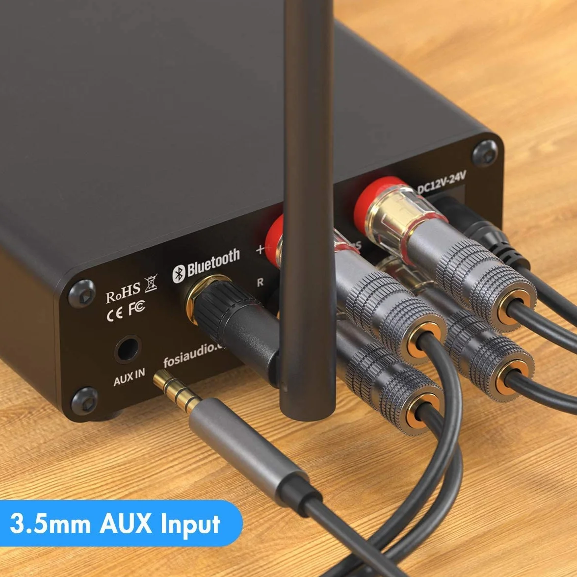 Fosi Audio BT10A Wzmacniacz Audio Bluetooth 5.0, 2-Kanałowy Wzmacniacz Stereo HiFi z Chipem TPA3116, Wzmacniacz Mocy HiFi Klasy D o Mocy 50W x2 z Regulacją Tonów Niskich i Wysokich do Kina Domowego