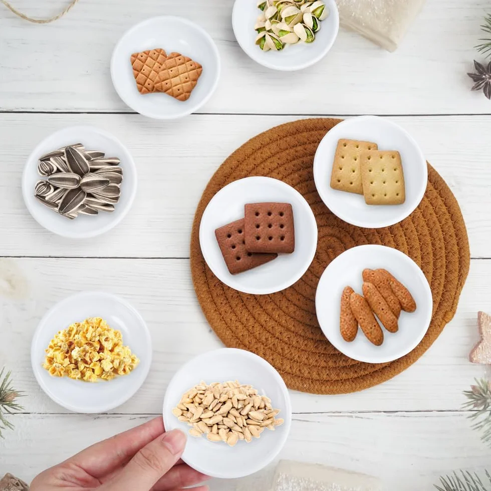 Zestaw 12 miseczek do sosu sojowego, białe, okrągłe miseczki do dipów, sosów, sushi, mini dipów, przypraw, przekąsek, orzechów