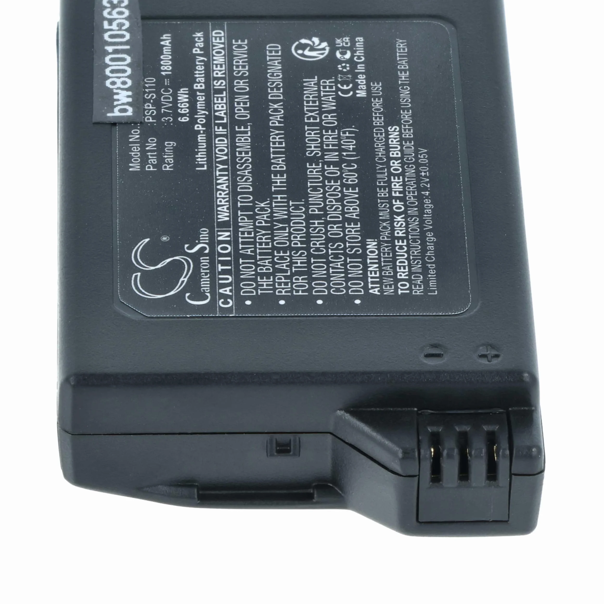 vhbw Bateria kompatybilny z Sony Brite PSP-3000, PSP-3001, PSP-3002, PSP-3004 konsola do gier (1800 mAh, 3,7 V, litowo-polimerowa)