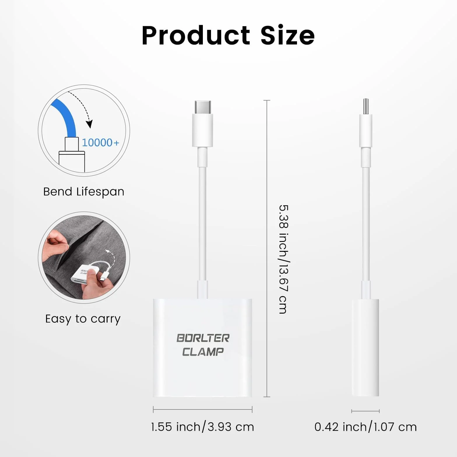 Czytnik kart USB C na SD, BorlterClamp typu C na SD/Micro SD adapter do czytnika kart pamięci kompatybilny z MacBookiem, laptopami, tabletami, smartfonami