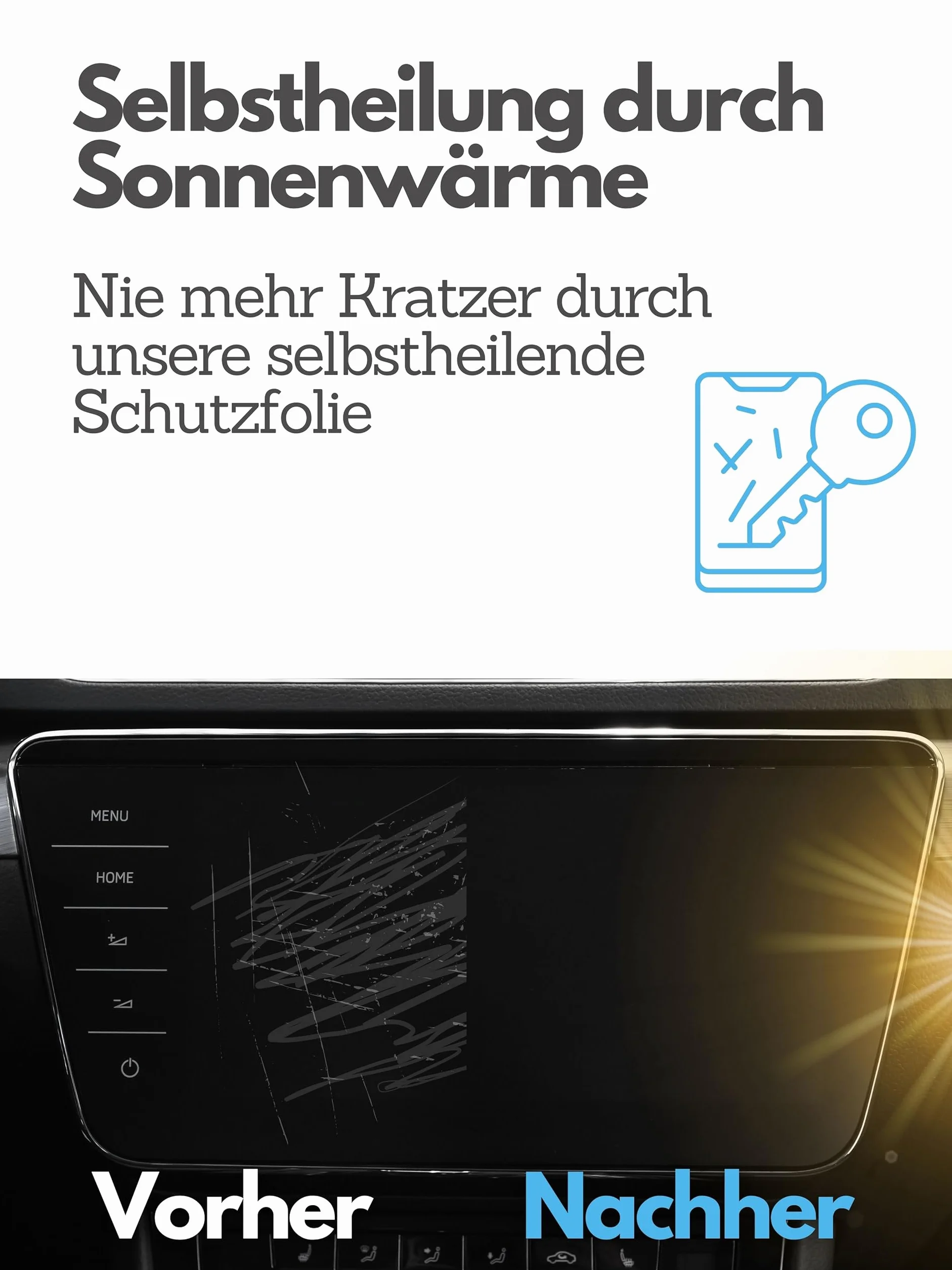 DISSKIN® Folia ochronna na wyświetlacz kompatybilna z Skoda Superb III Columbus - samoregenerująca się pod wpływem ciepła, matowa, powłoka antybakteryjna, ochrona przed odciskami palców