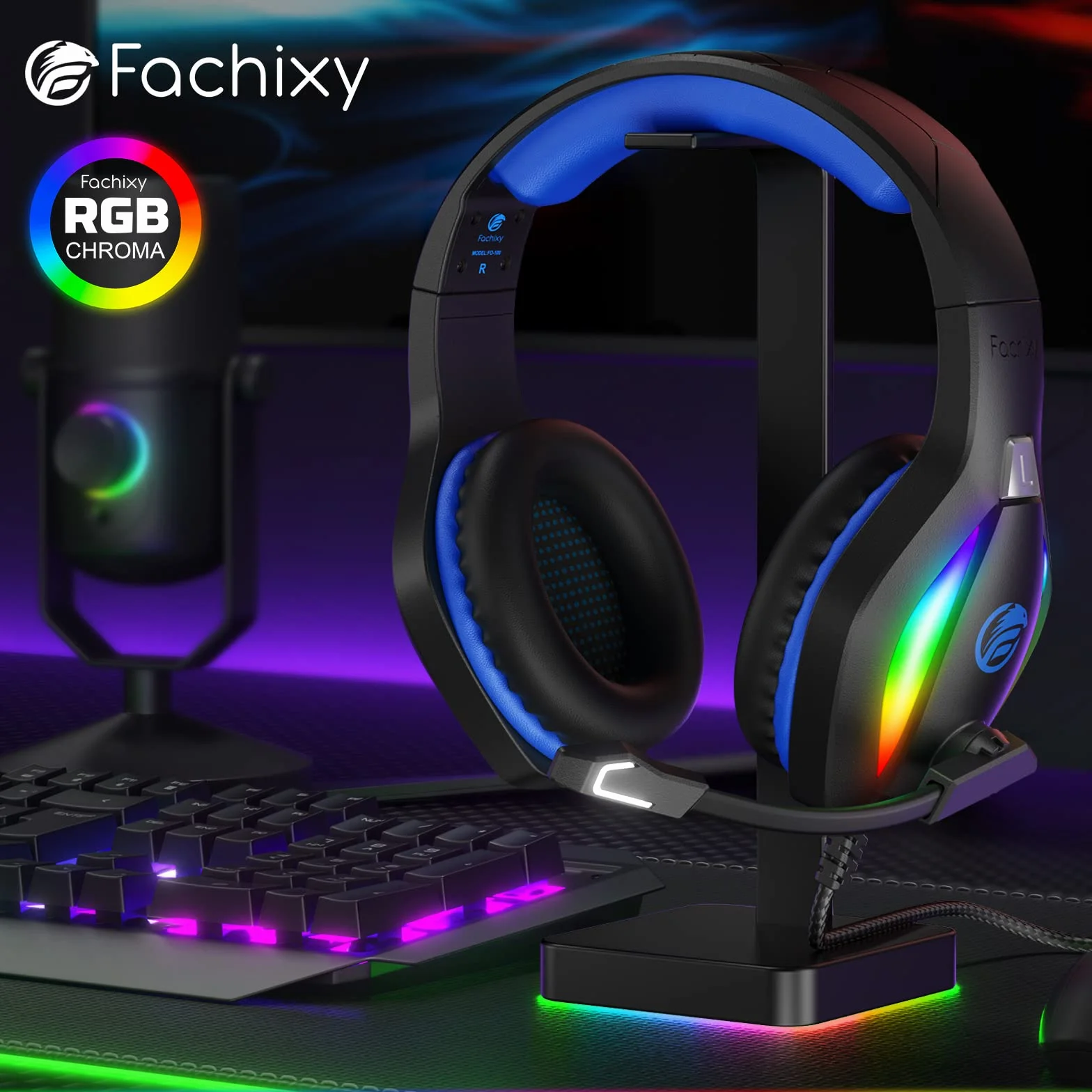 Fachixy FC100 zestaw słuchawkowy gamingowy do PS4/PS5/PC/Xbox/Switch z mikrofonem i redukcją szumów 3,5 mm