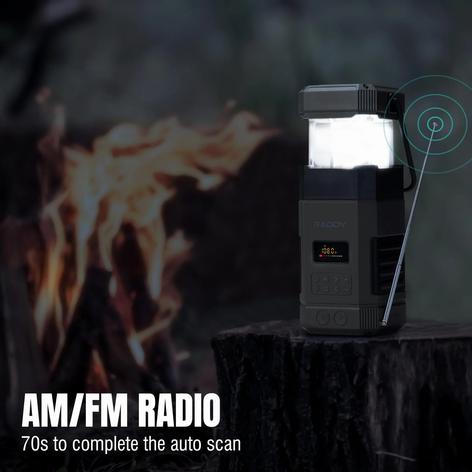 [10000 mAh Wodoodporny] Radio awaryjne Raddy SL10, korba ręczna Solarna latarnia kempingowa, głośnik Bluetooth IPX6, latarka AM FM NOAA Alarm SOS na wypadek awarii zasilania na kempingu