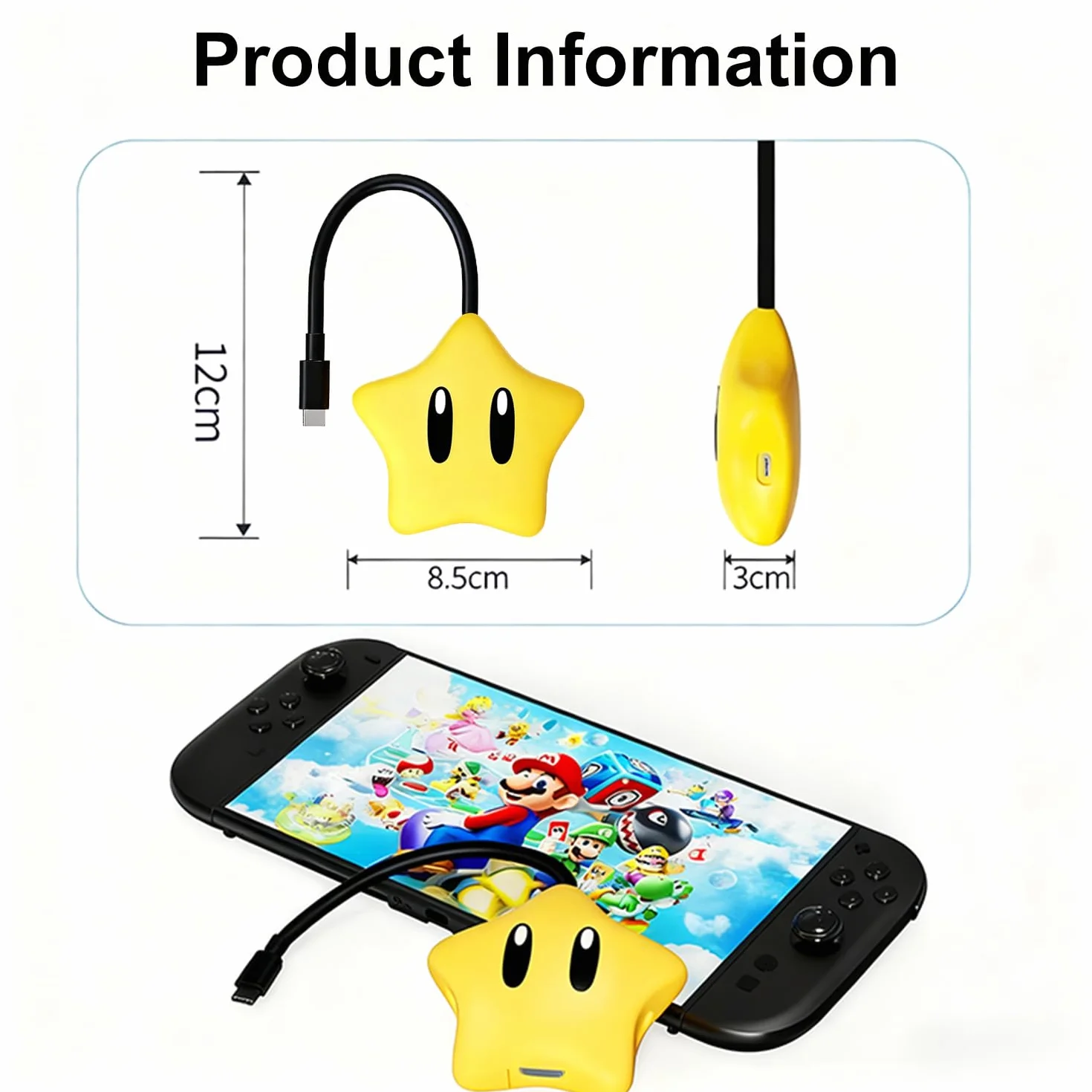 RREAKA Stacja dokująca Switch2 do Nintendo Switch 2 i 1, adapter gwiazdkowy z 4K przy 60 Hz, port USB 3.0, ładowanie typu C 100 W, światło LED, przenośna stacja dokująca Star, do przełącznika 1/2