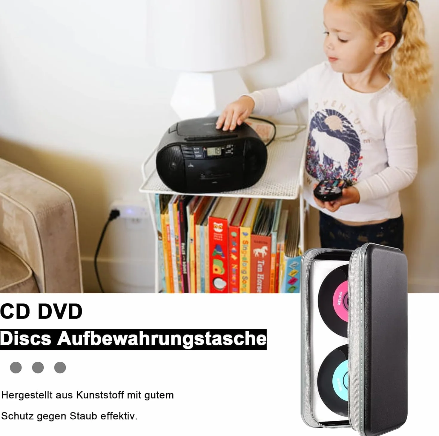 Torba na płyty CD, DVD, torba do przechowywania płyt CD do domu i samochodu, na 80 dysków, czarna