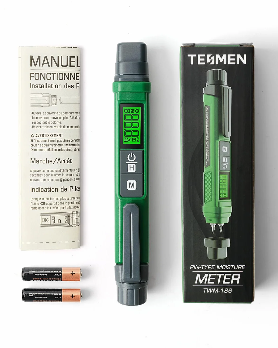 TESMEN TWM-186 miernik wilgotności drewna pinowy 7 skal kalibracyjnych