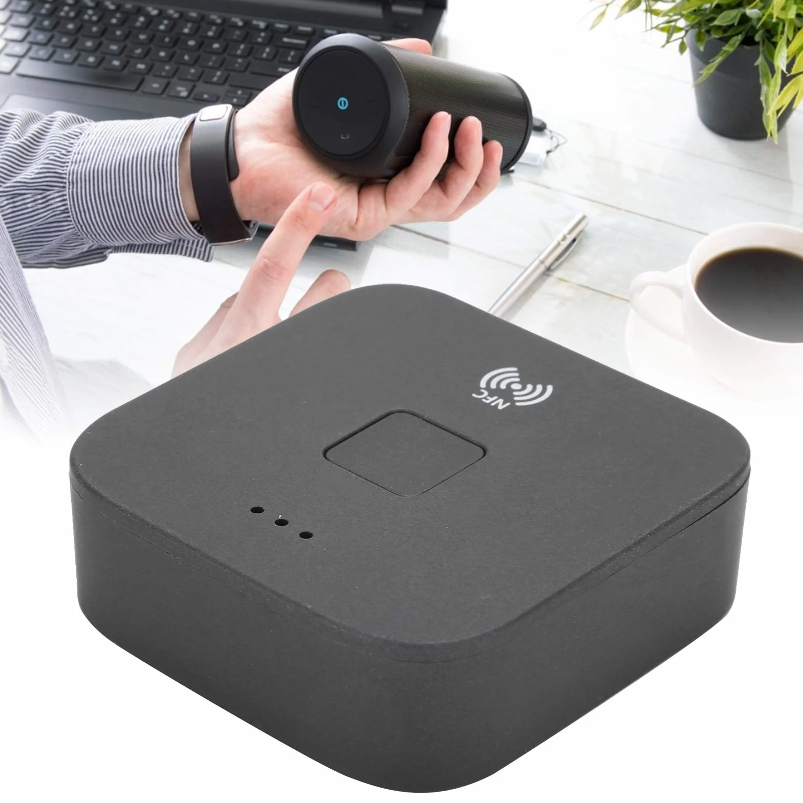 Annadue Bezprzewodowy adapter Bluetooth, odbiornik audio do telewizora, 3,5 mm, AUX, bezprzewodowy odbiornik do telewizora, samochodu, telefonów komórkowych, tabletów, laptopów, czarny