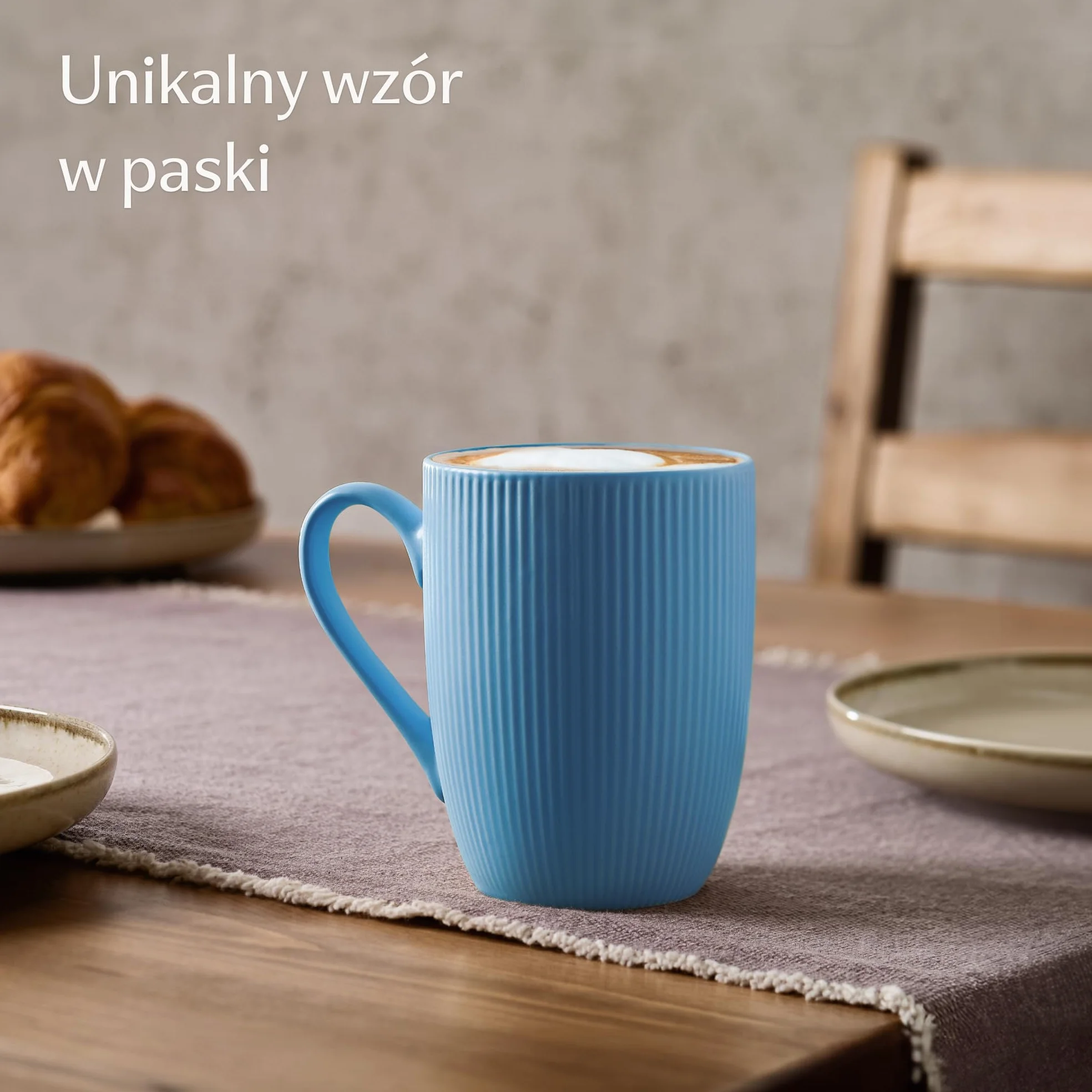 Cosumy Kawałki Zestaw 6 Pastelowych Kubków do Kawy - Unikalny wzór w paski - Matowy wygląd i ceramiczny kształt - Można używać w kuchence mikrofalowej - Można myć w zmywarce