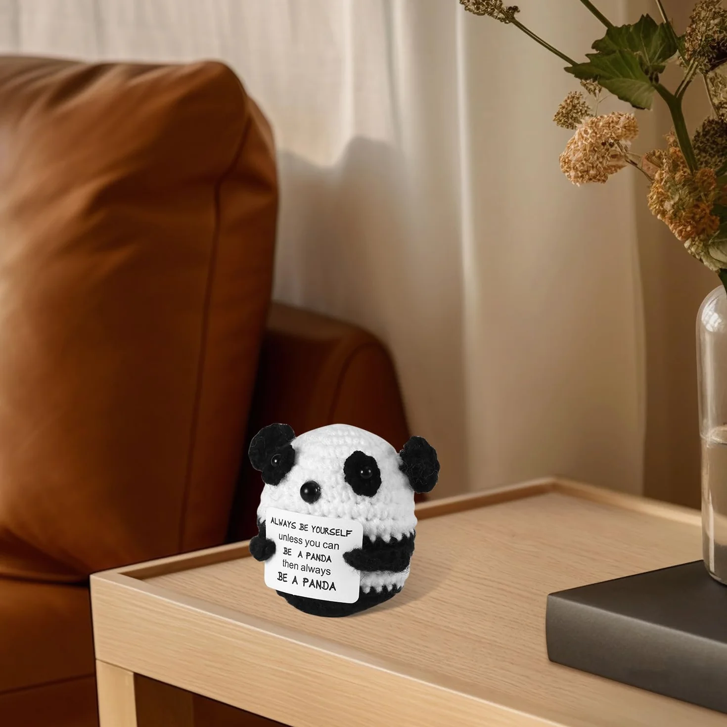Panda 6.5cm Dzianinowa Zabawka Panda z Kartą Zachęty Urocza Wsparcie Emocjonalne Lalka Panda