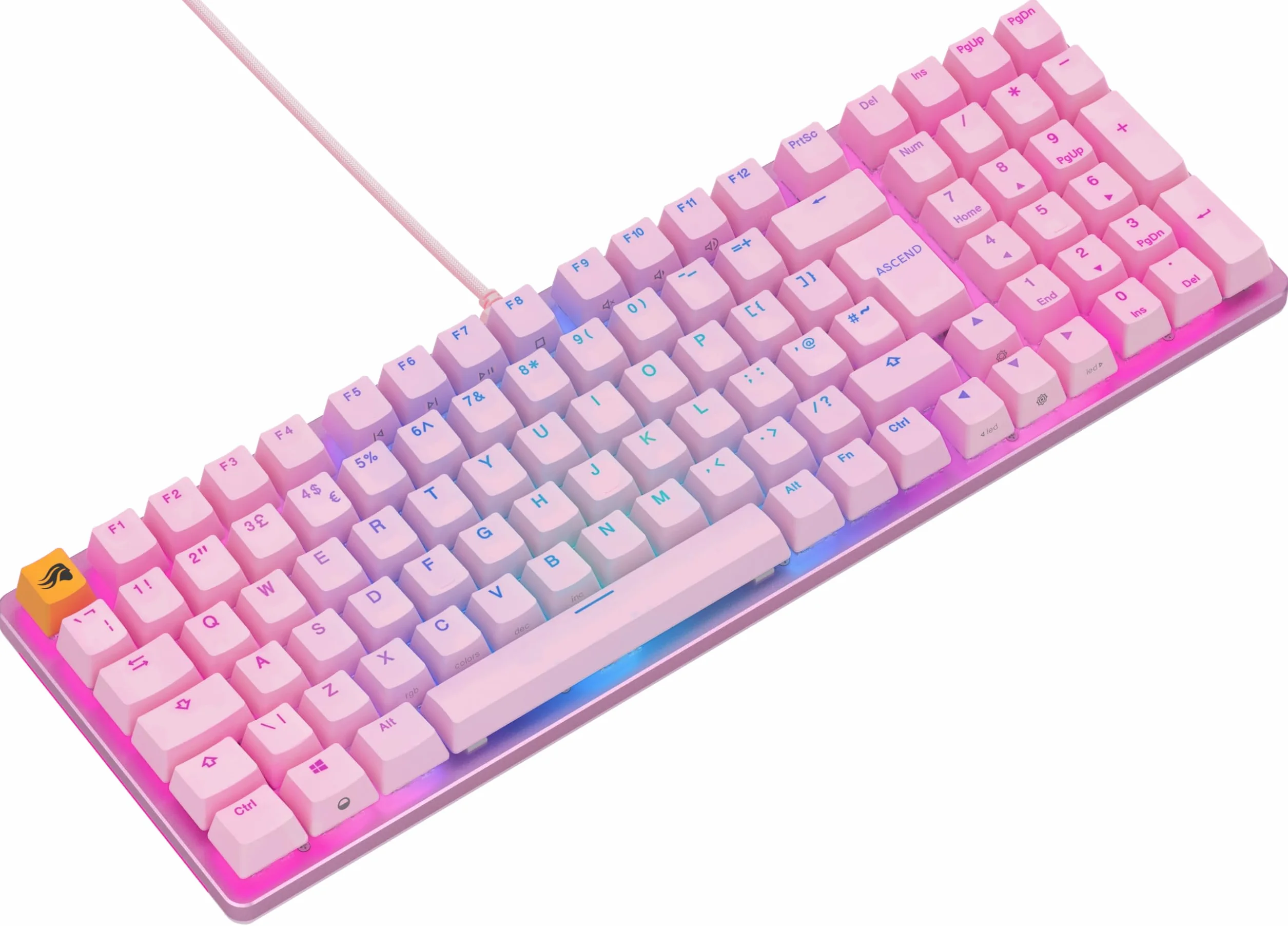 GLORIOUS Gaming GMMK 2 Full Size (96%) – klawiatura mechaniczna, obudowa aluminiowa, konfigurowalna, klawisze doubleshot, przełączniki GLORIOUS Fox, RGB, NKRO, angielski układ QWERTY - Różowy