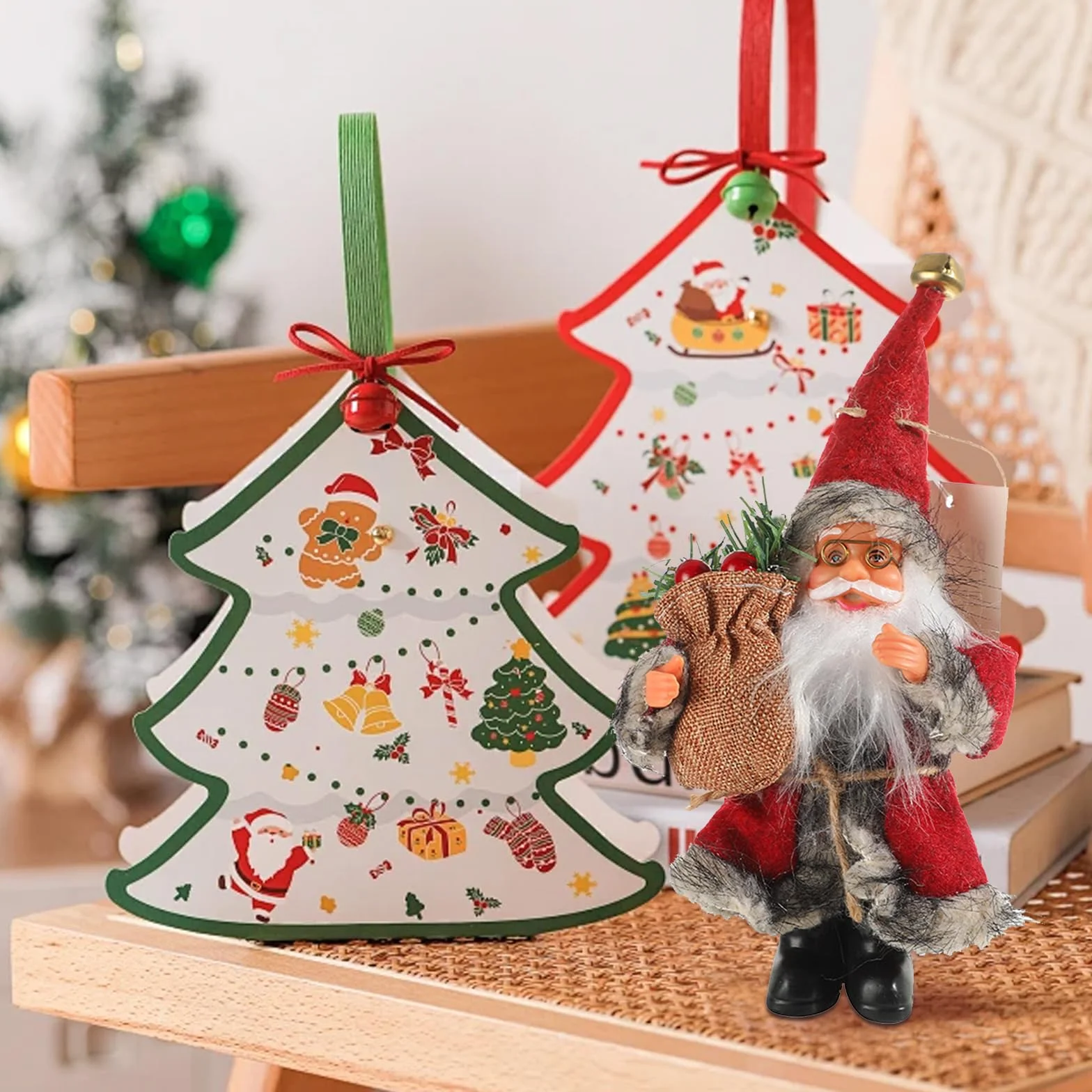 Figurki Świętego Mikołaja, Boże Narodzenie, ojciec Święty Mikołaj, dekoracyjne figurki stojące, świąteczne lalki, Boże Narodzenie, Święty Mikołaj, dekoracja na stół, kominek, dekoracje na Boże