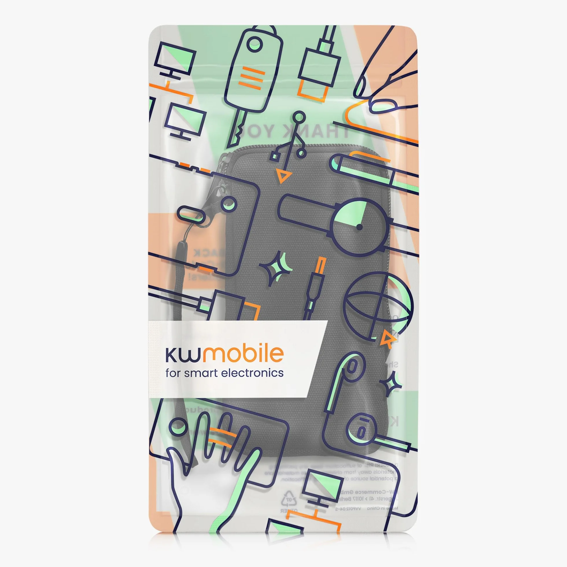 kwmobile Płócienne etui na telefon XXL - 17.8 cm - uniwersalna torba na telefon komórkowy z zamkiem błyskawicznym i miękką wyściółką z mikrofibry - czarna