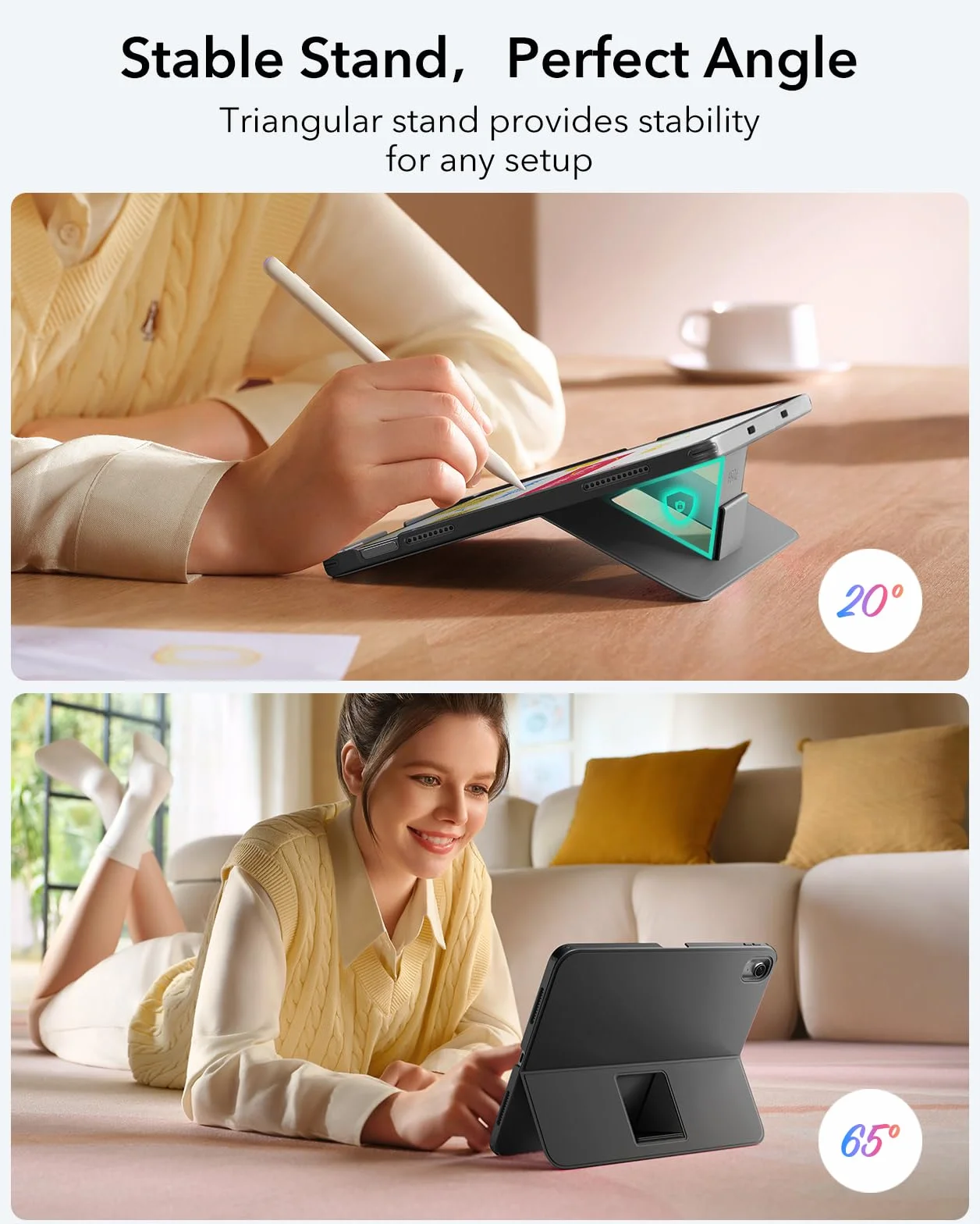 ESR Etui Flex na iPad 11 (A16) 2025/10 generacji z klawiaturą, ultralekka, magnetyczna zdejmowana klawiatura do iPada 10,9" z trybami pisania i przeglądania, duży, precyzyjny gładzik, ciemnoszary
